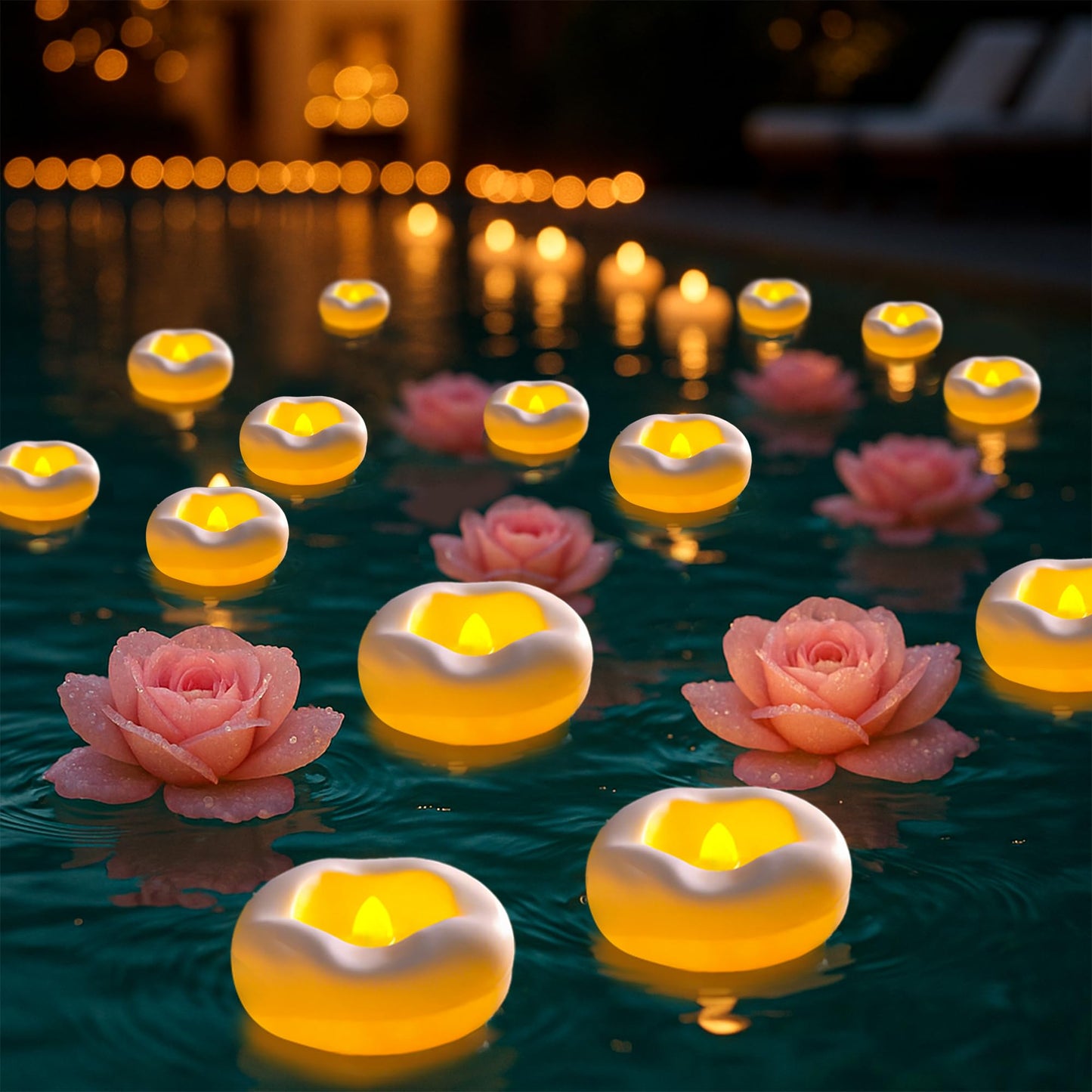 24 Pack 2.3” Flameless LED Floating Candles, Water-Activated Battery Operated Floating Candle with180+ Hours Runtime for Cylindrical Vase, Pool, Fountain - Ideal for Wedding, Party Decoration