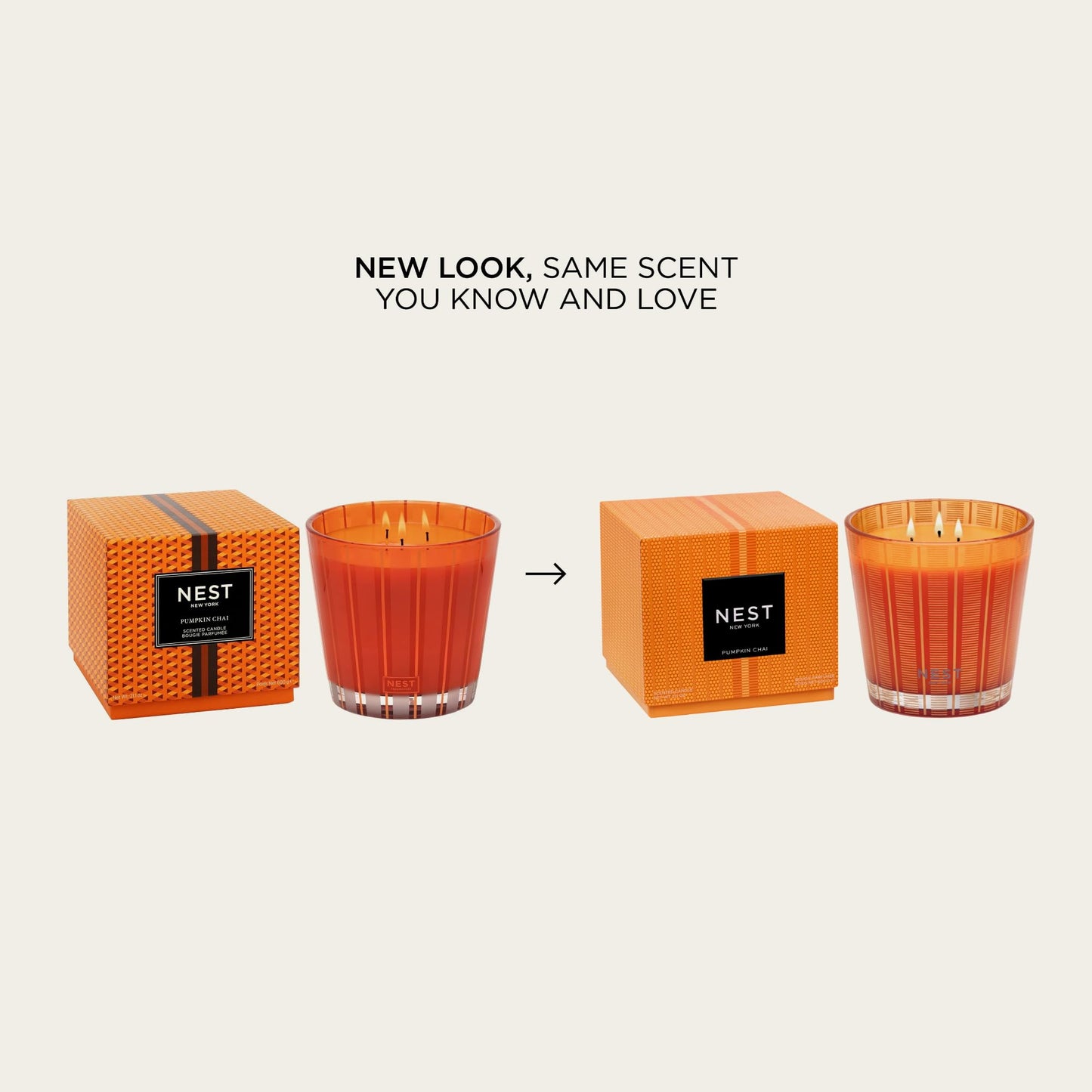 NEST New York Scented Luxury 4-Wick Candle, Pumpkin Chai - 43.7 oz - Up to 120-Hour Burn Time - Reusable Glass Vessel
