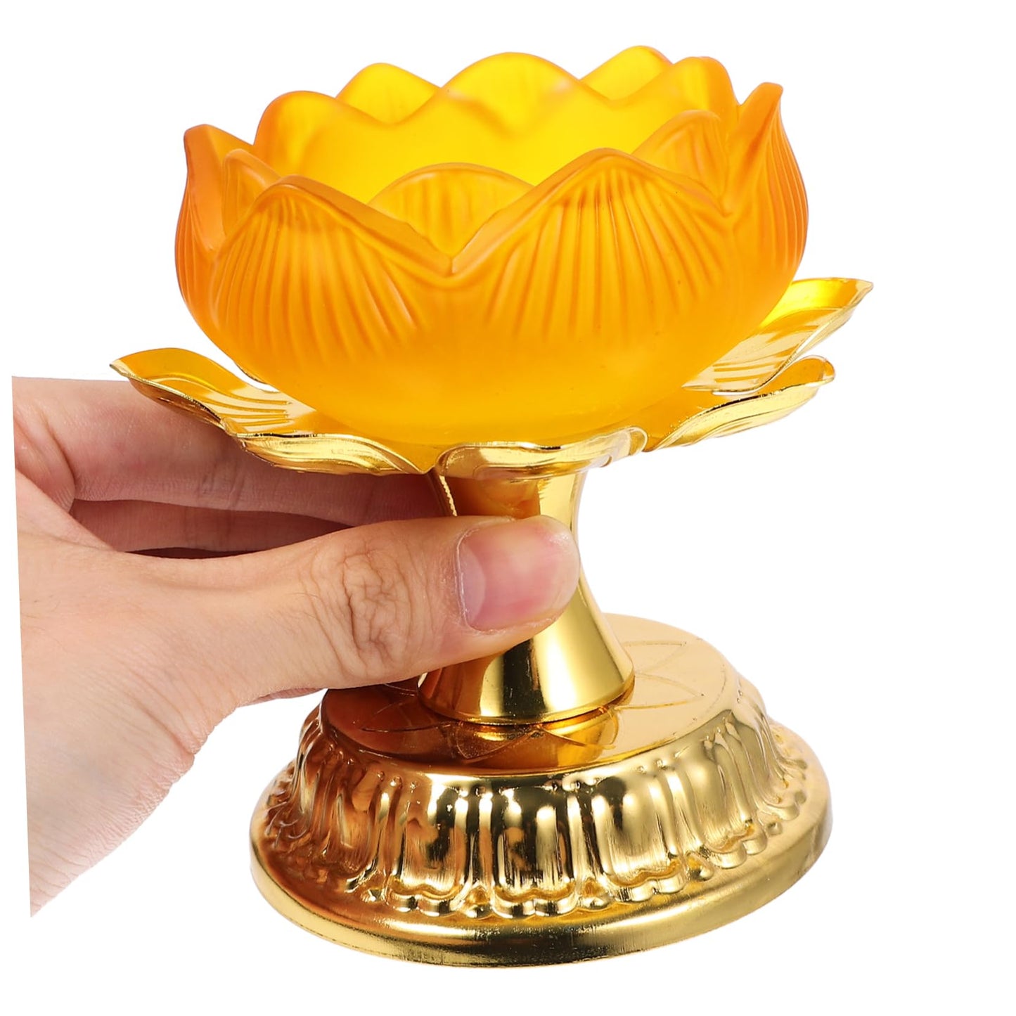 OHPHCALL Butter Lamp Holder for Lotus Candle Battery Operated Taper Dining Decor