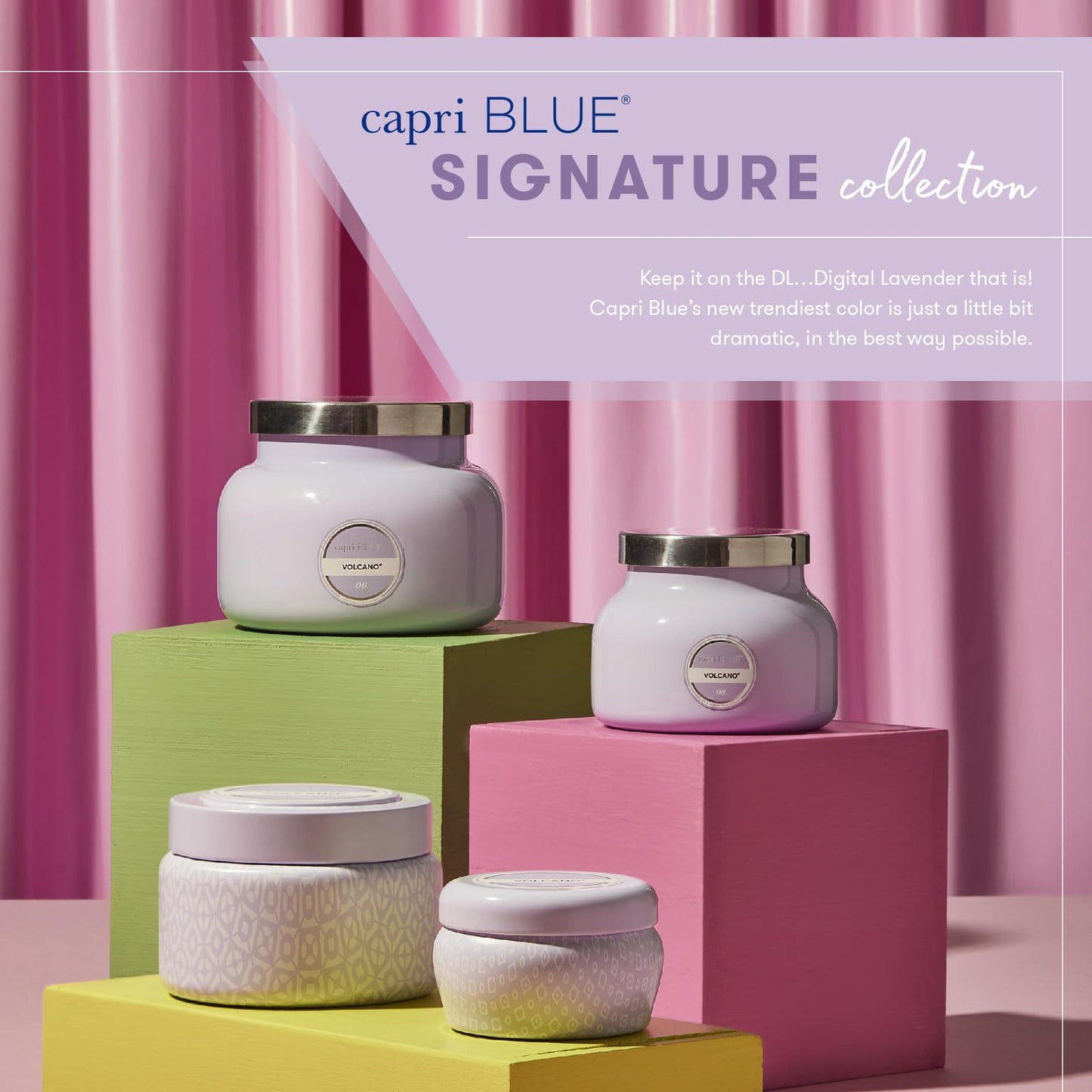 Capri Blue Volcano Scented Candles - Luxury Glass Jar Candles for Home Scented with Tropical Fruit & Sugared Citrus - Soy Wax Blend - Lavender Colored Jar (19 oz)