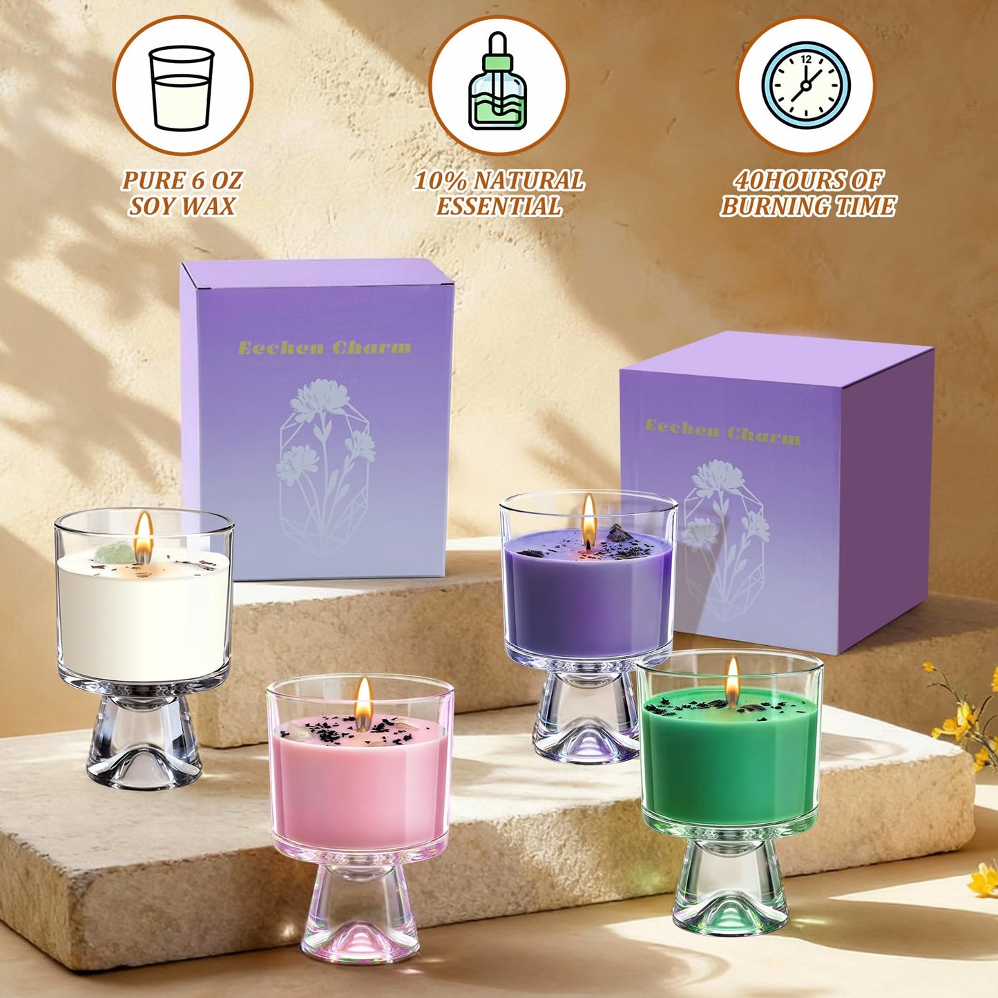 Graduation Gift for Women – Natural Soy Candle, 48-Hour Long Burning Aromatherapy with Rose & Healing Crystals, Gift for Mom, Bridesmaid, Birthday, Valentine, Housewarming (Rose Scented)