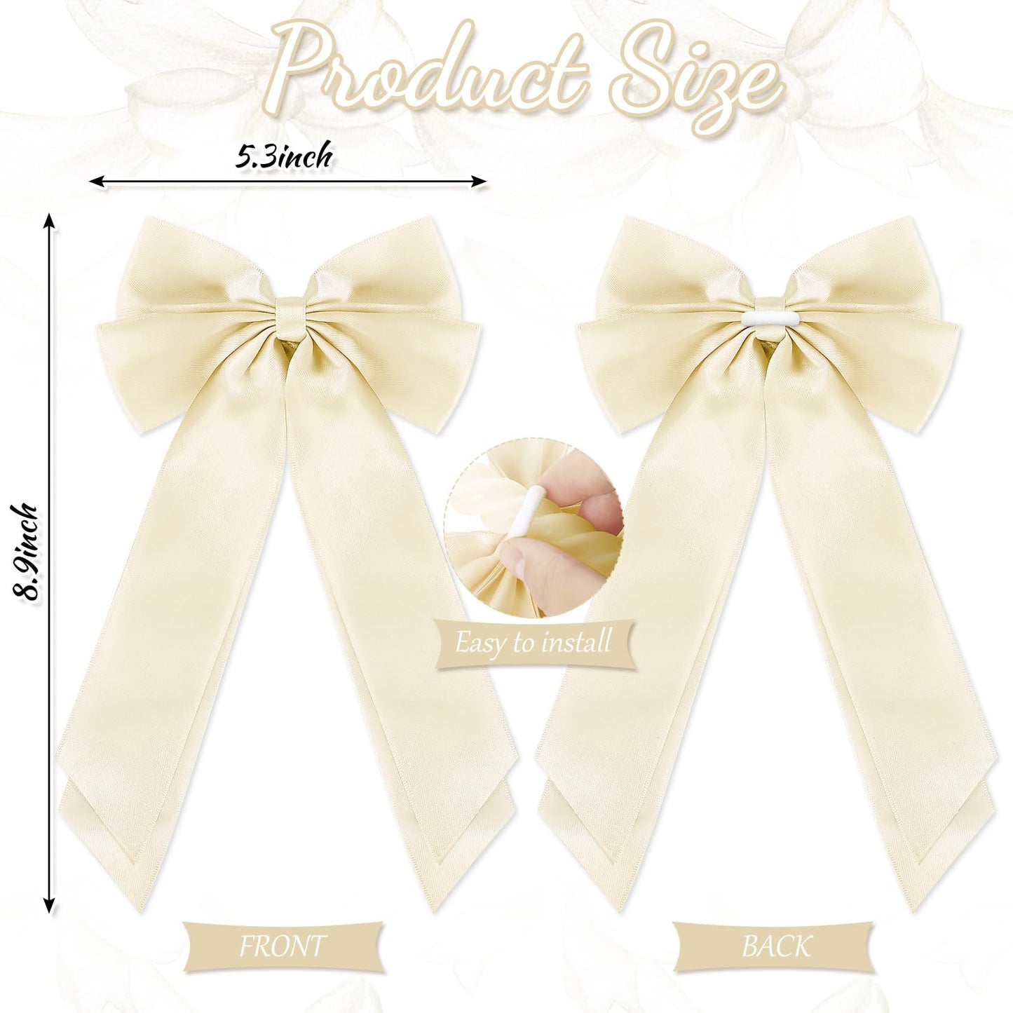 Whaline 8Pcs Spiral Taper Candles with Ribbon Bow Decor Dripless Twisted Wax Candles 10 Inch Long Unscented Candle Sticks for Coquette Bachelorette Bridal Wedding Party (Ivory White)