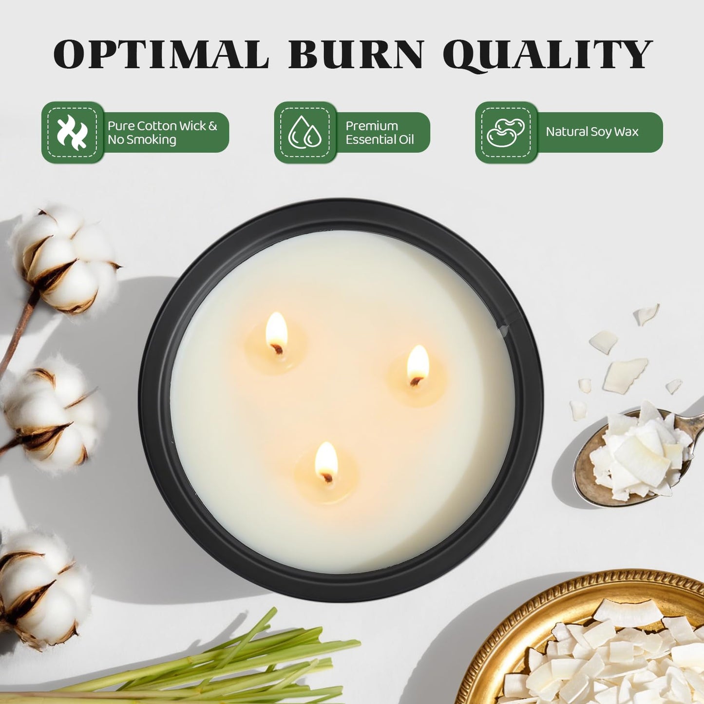 Citronella Candles Outdoor Large 23oz 3-Wick Natural Citronella Lemongrass Soy Wax Bucket Candle Up to 100 Hours Outdoor Candles for Patio,Yard,Fishing,Home Decor,Backyard in Summer