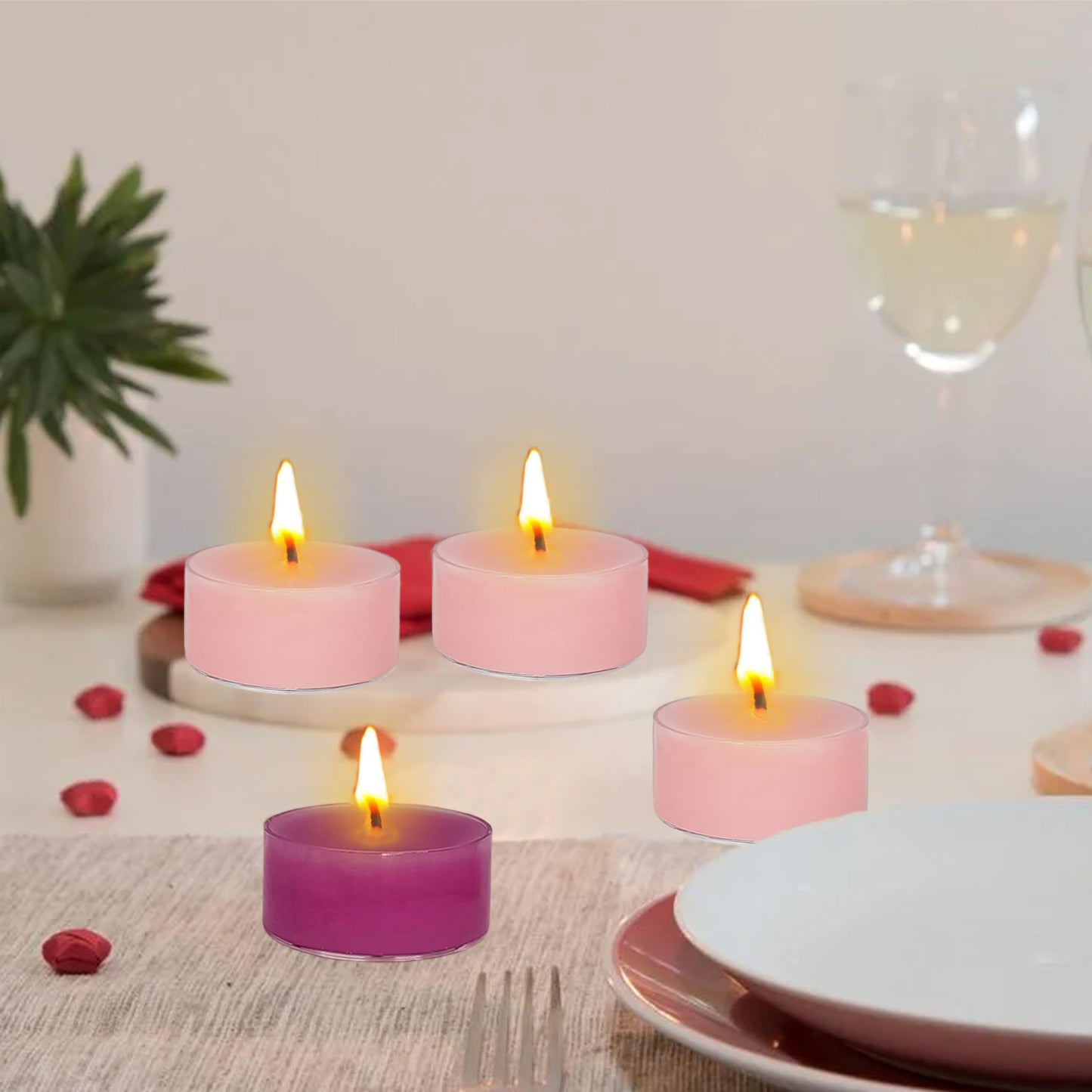 Scented Tealight Candles - 9 Deep Purple 3 Light Pink Tea Lignt Candles for Christmas Advent Holiday Mantel Decor Bath Relaxation, Perfect for Home Use and Gifting