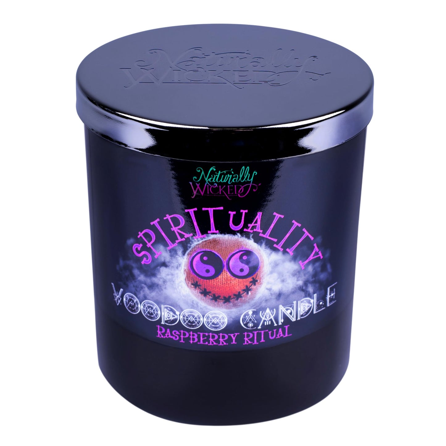 Naturally Wicked Voodoo Spirituality Candle Set - Inc. Voodoo Doll, Crystal, Wood Wick, Raspberry Ritual Scent & Gift Box
