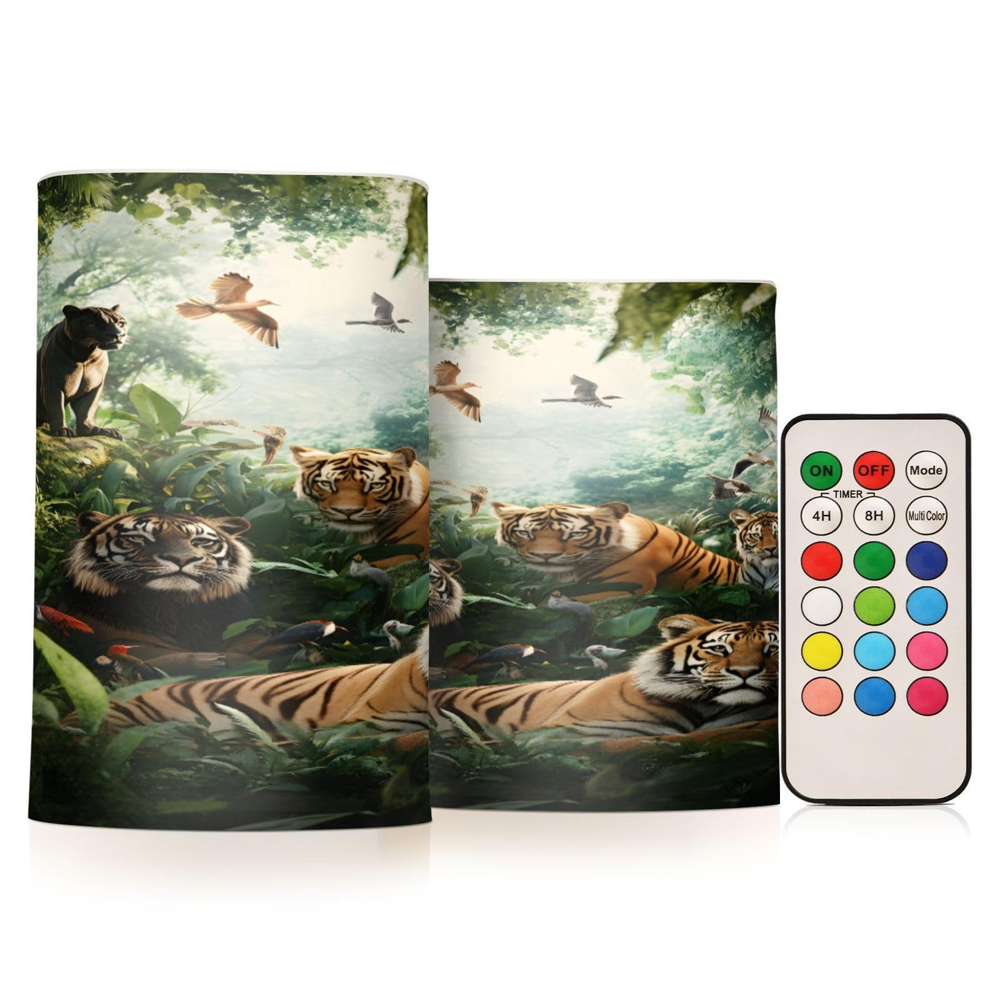 BOENLE Flickering Flameless Candles, Forest Animals Design LED Candles with Remote Timer, Set of 2 Battery Operated Candle for Valentine Wedding Birthday