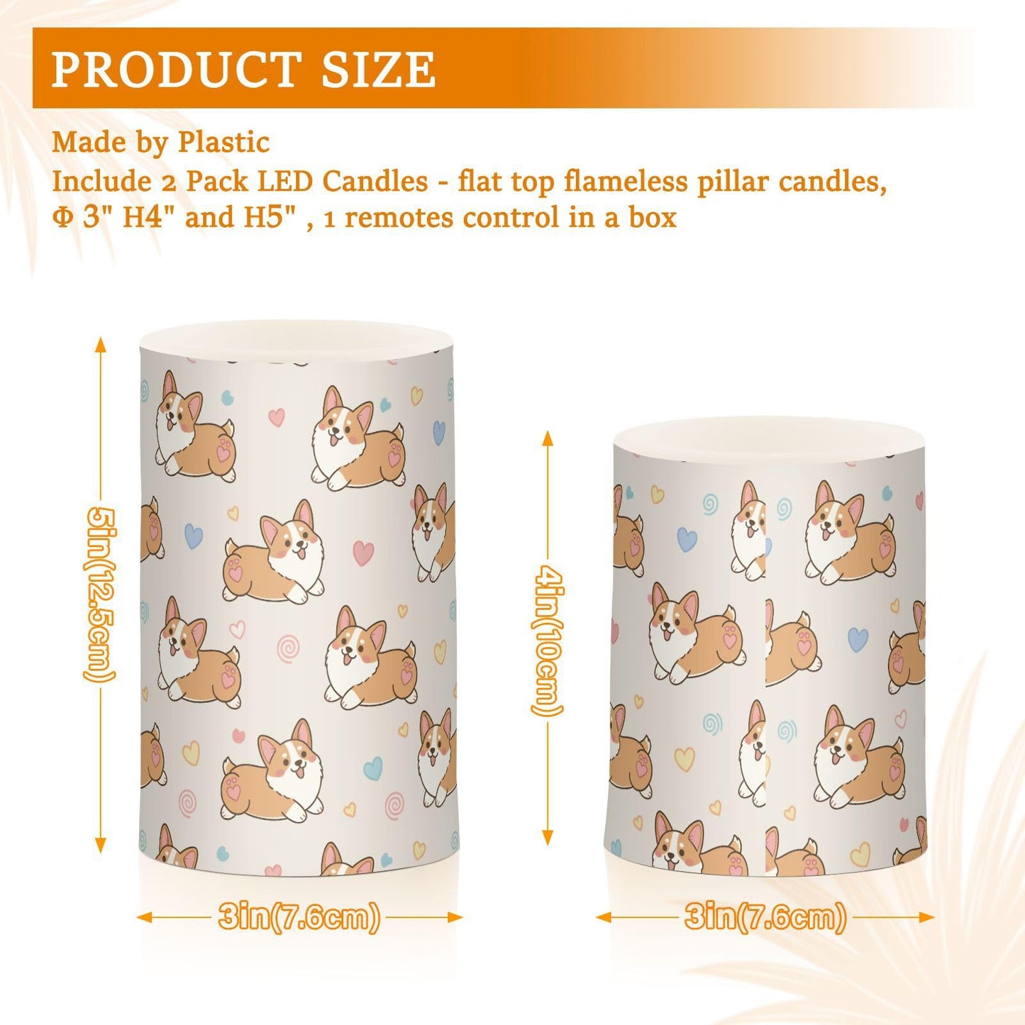 ALAZA Dog Love Heart Cute Flickering Flameless Candles Pillar Led Candles Battery Operated Candles with Remote and Timers Set of 2