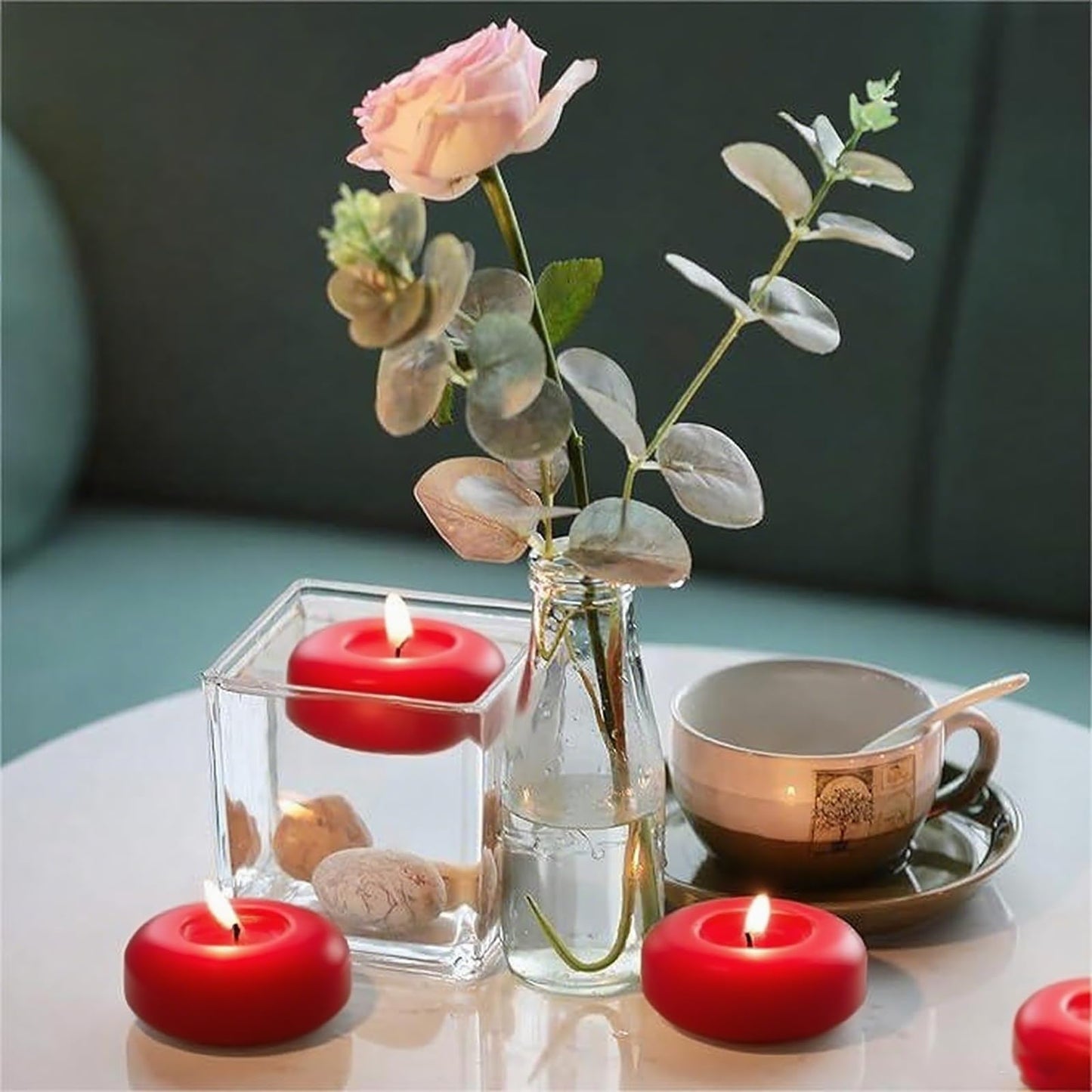 Red Floating Candles 3 inch 12 Pack - Floating Candles for centerpieces - Wedding Decor - Burning Time 8-10 Hours