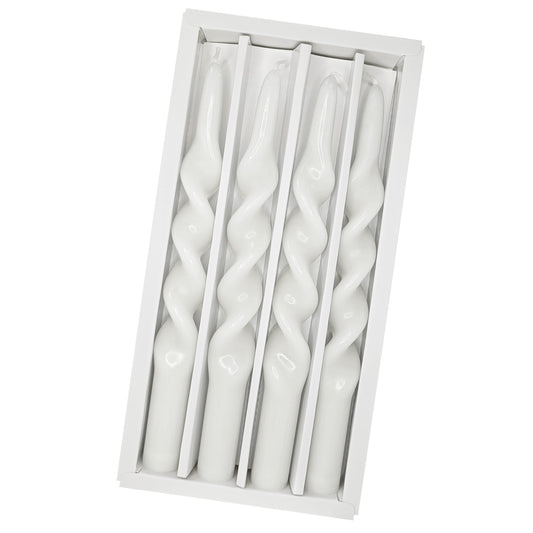 Spiral Taper Candle White Twisted Candlesticks 4 PCS Long Candle Sticks Unscented Tapered Candles for Home Décor Weddings Festive Seasons Holiday