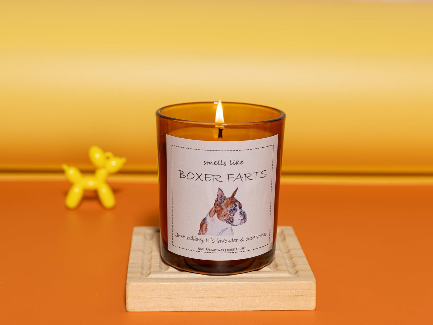 Boxer Dog Gifts & Decor, Boxer Dog Gifts for Women, Smells Like Boxer Farts Candle - Lavender & Eucalyptus, Crafted by Natural Soy Wax & Natural Essential Oils