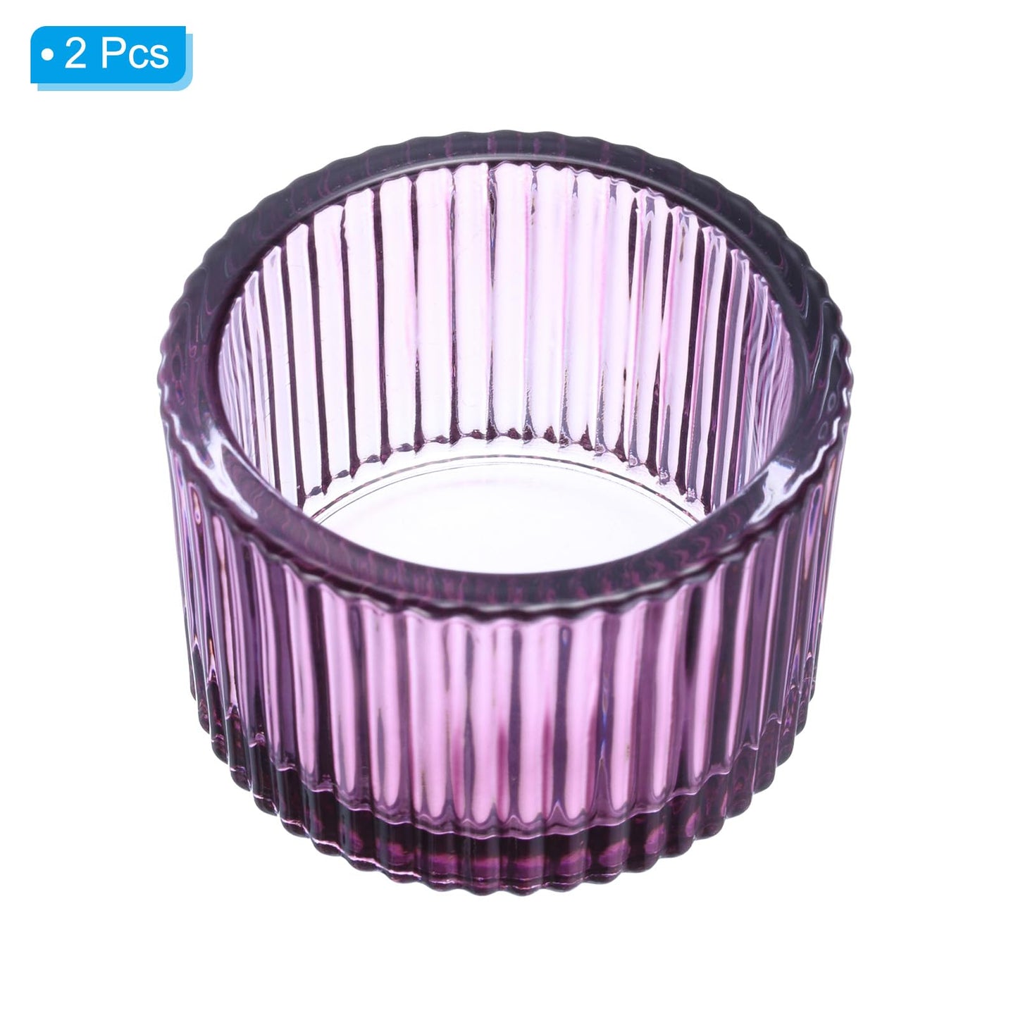 PATIKIL 2 Pcs Tealight Candle Holder, Tea Lights Candle Holder Glass Votive Candle Holders Glass Candle Holders for Table Centerpiece Decor Wedding Dinner Party, Purple