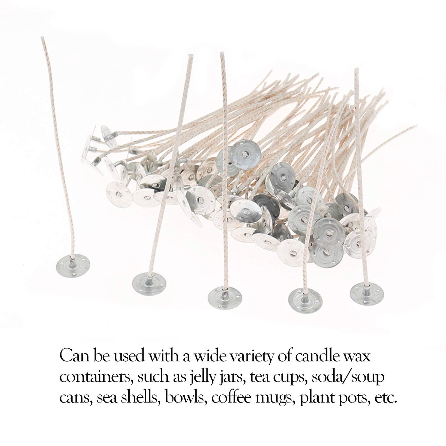 MILIVIXAY 100pcs 8inch Soy Candle Wicks for Candle Making - Coated with Natural Soy Wax, Low Smoke - Cotton Threads Woven with Paper -Thick Candle Wick with Base.