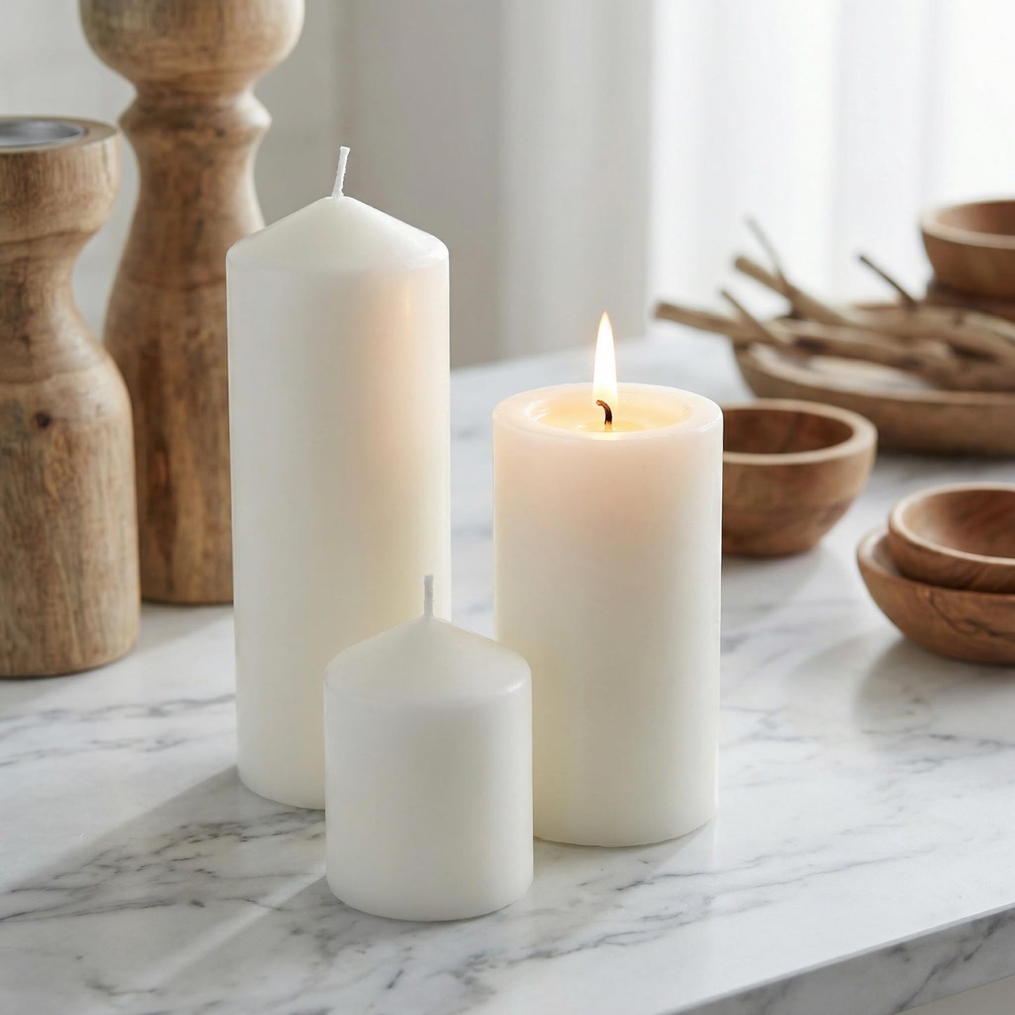 36 Pcs Individually Wrapped Pillar Candles Bulk, 2x3 2x6 2x8 Inch, Unscented Dripless Smokeless, Hurricane Candles for Wedding Party, Spa, Home Decor (36 Ivory Pointed-tip, 2 x 3/6/8 Inch)