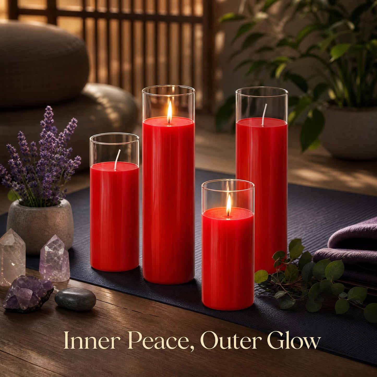 chaoxinge 2.24x7 inch Red Devotional Candles in Glass Jar - 1 Piece - 120 Hours – Prayer Candle - Tall Pillar Candles for Religious, Memorials, Party Decor