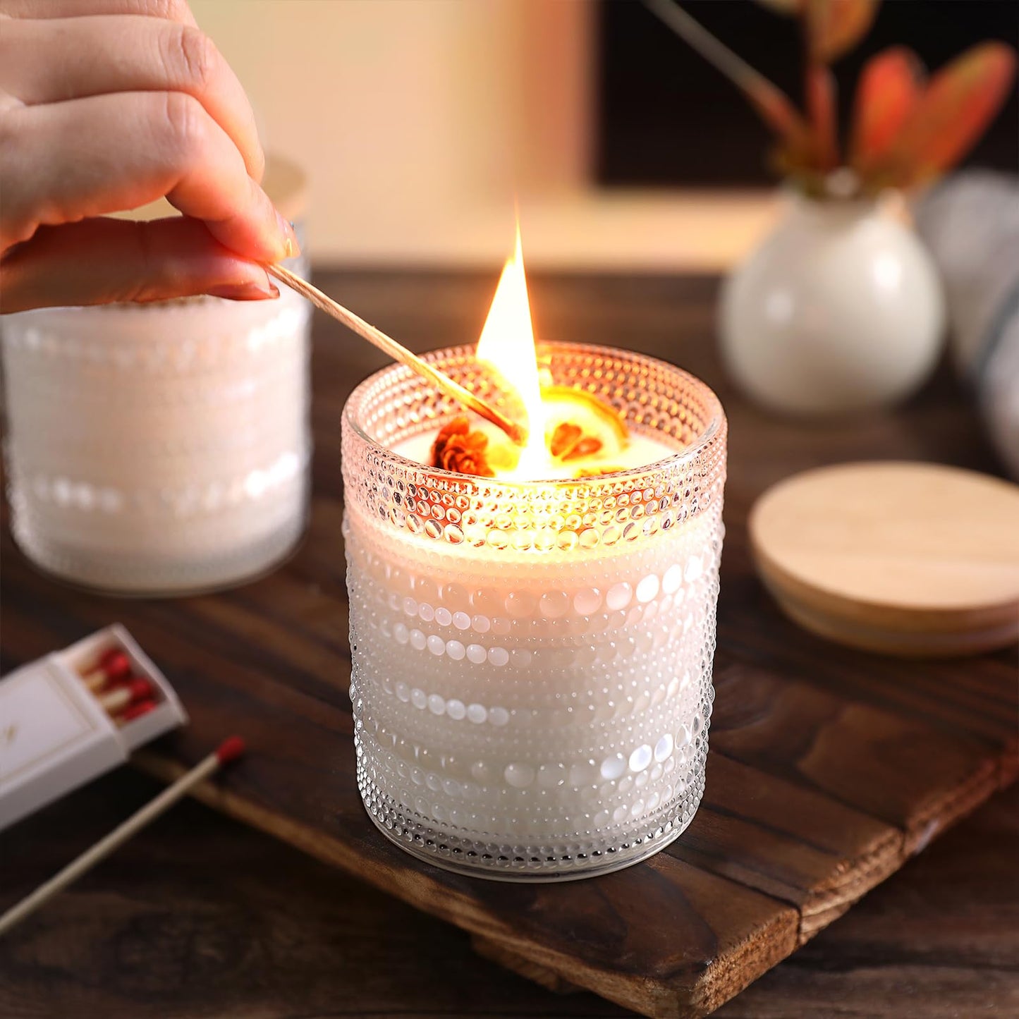 DARJEN 12 Pack Clear Candle Jars for Making Candles- 8 OZ Empty Glass Candle Making Jars with Bamboo Lids and Labels, Candle Making Supplies Candle Containers for Home DIY