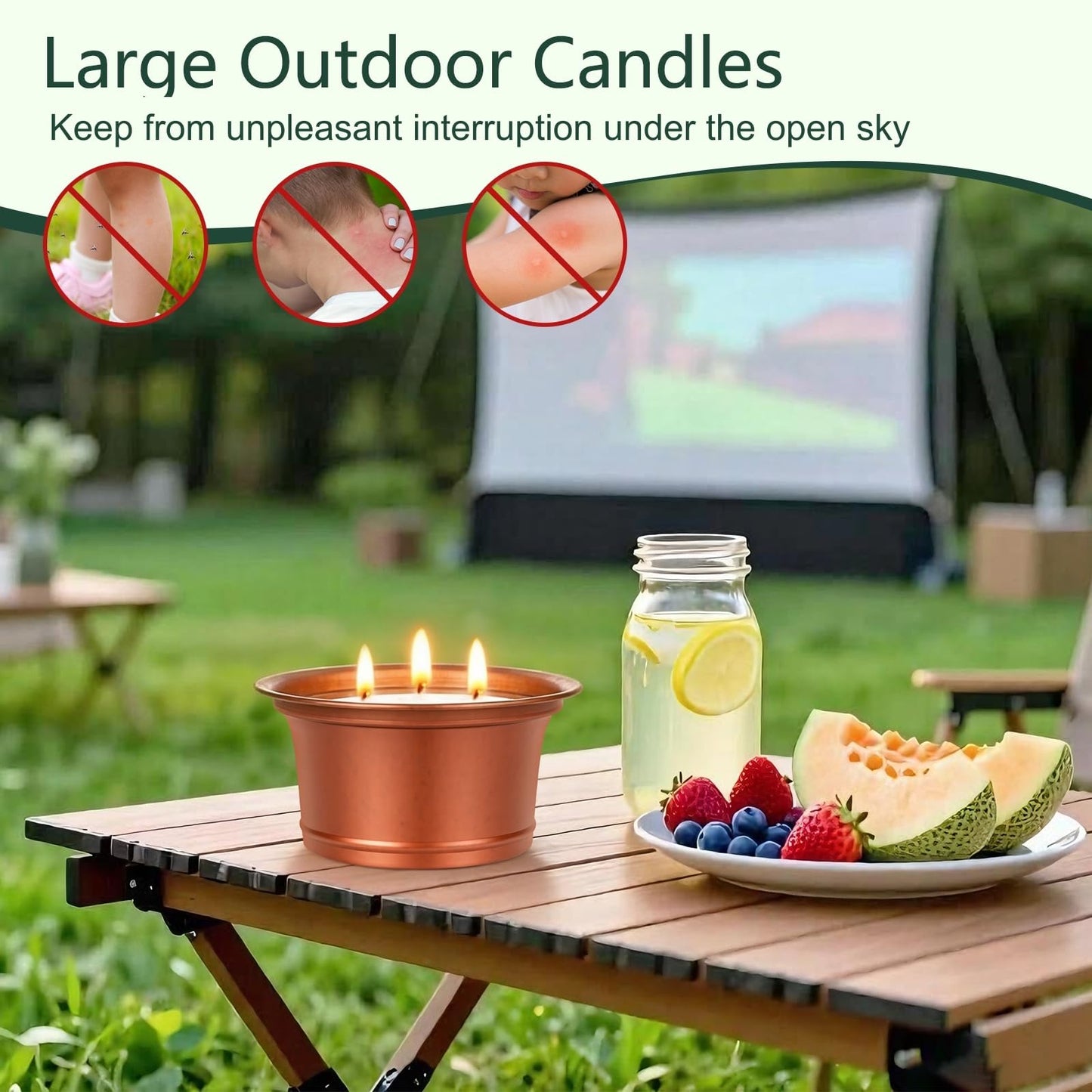 Citronella Candles Outdoor, 2 Pack Large Citronella Candles, Three Wick Lemongrass Candle Set, Natural Soy Wax Candle, Long Burning Outdoor Candle for Patio Garden Camping Indoor Home Decor