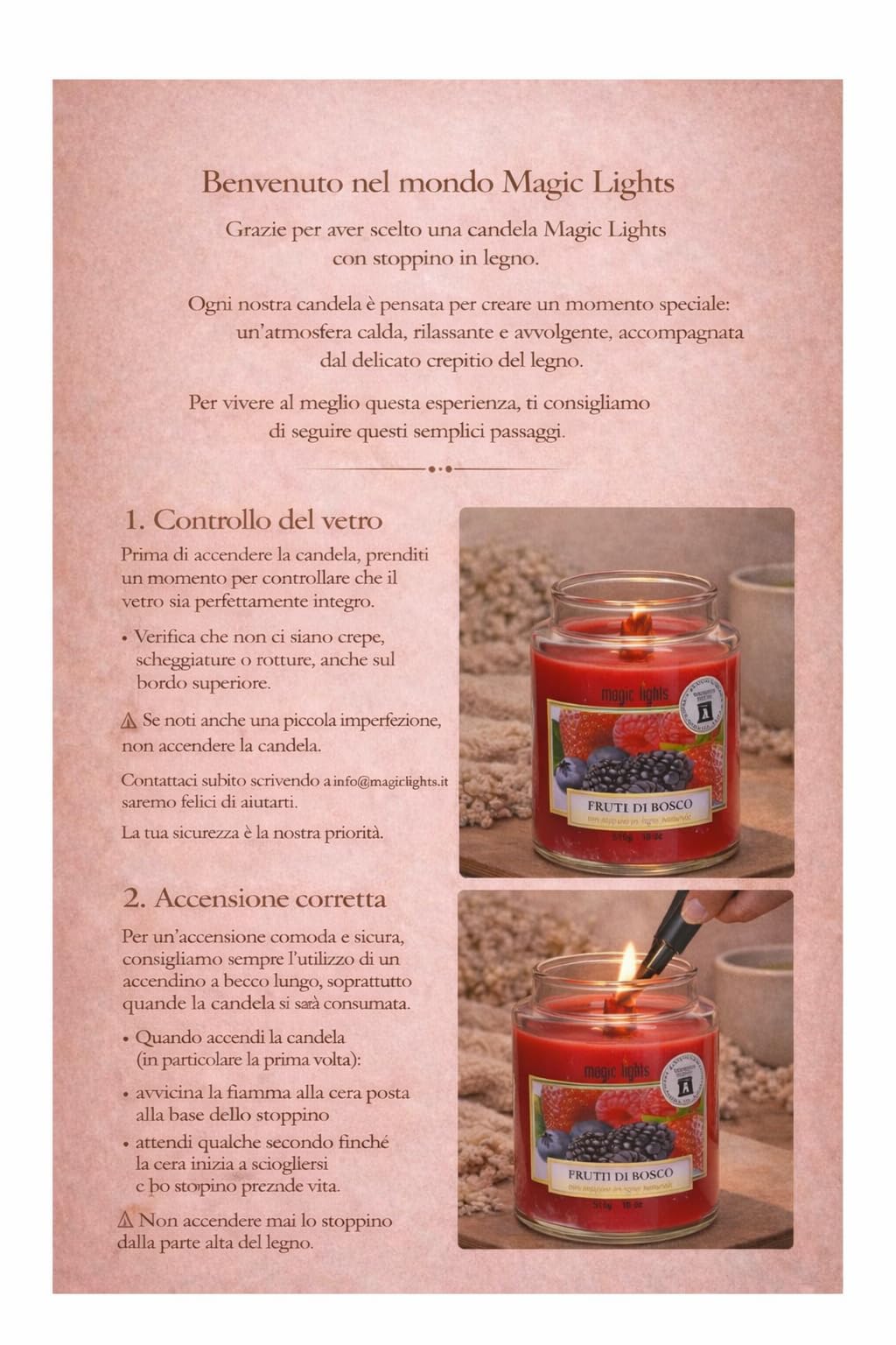 Candle jar 510g Berries with Natural Wood Wick, Made in Italy