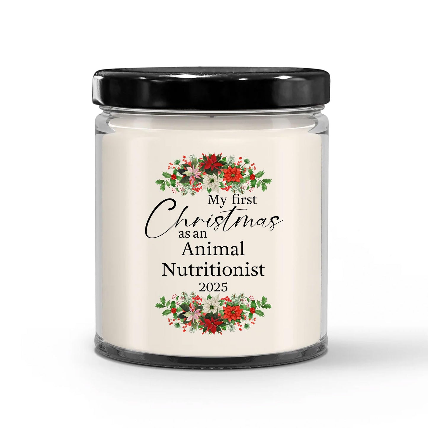 My First Christmas as an Animal Nutritionist 2025 Candle - Unique Gifts for New Animal Dietitian Staff Employee Boss Manager - 9oz Vanilla Scented Soy Wax - Present for New Year