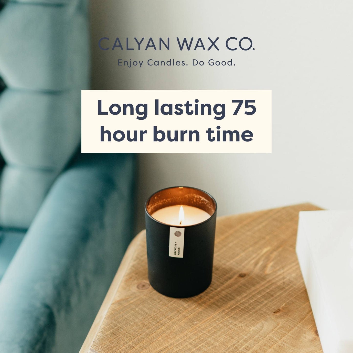 Calyan Wax Co. Vetiver & Tonka Scented Candle - 75 Hour Burn - Luxury Clean Soy Wax Candles - Long Lasting Black Tumbler Jar Candle for Home - 10.2oz