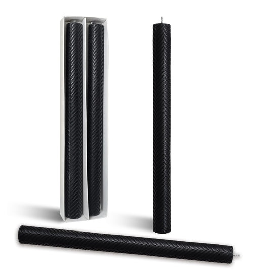 Handmade Texture Taper Candle Black Unscented Twisted Candlesticks 10 Inch Smokeless Long Candle Stick for Gifts Holiday Wedding Dinner Decor 2 PCS