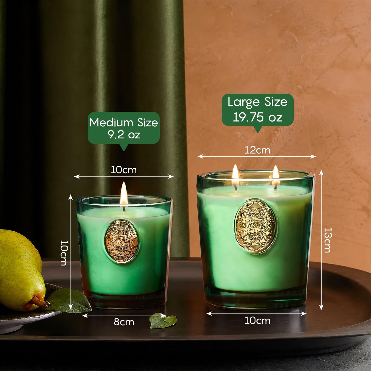M&SENSE Natural Soy Candle | Eucalyptus Cedarwood& Emerald Green | 9.2 oz, 50H Burn Time | Luxury Scented Candle for Relaxation, Gifting, Home Décor | Ideal for Bedroom, Office, Party Ambiance