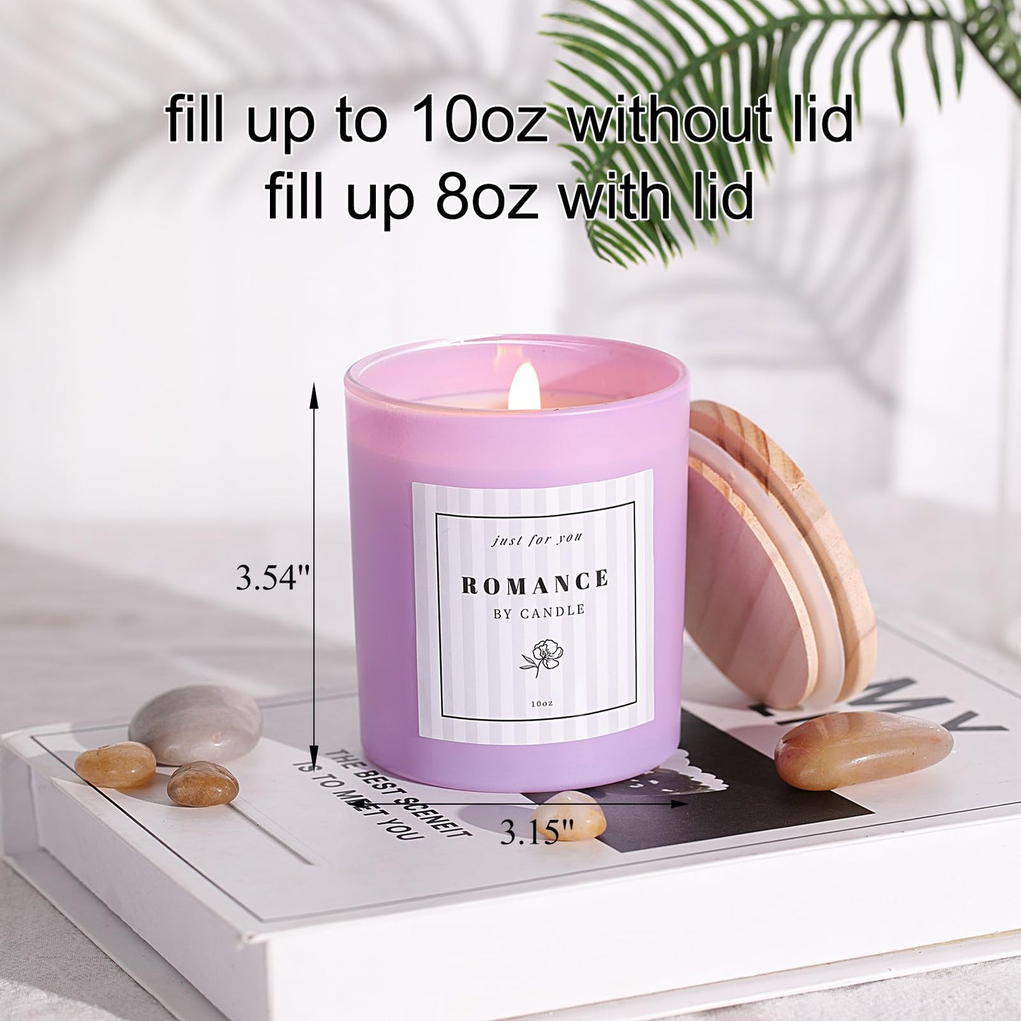 12Pcs Assorted Purple Candle Jars for Making Candles, 10oz Empty Candle Jars with Bamboo Lids and Labels, Glass Jars for Candle Making Supplies, Candle Containers for DIY Gifts