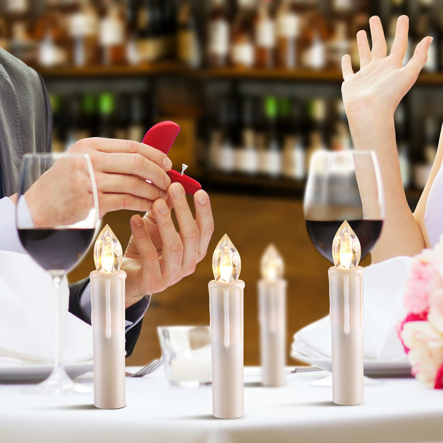 MIXALY 24 PCS LED Flameless Taper Candles, Battery Operated with Remote Updated Timer Function, Flickering Warm White Light, Perfec for Window and Christmas Decor