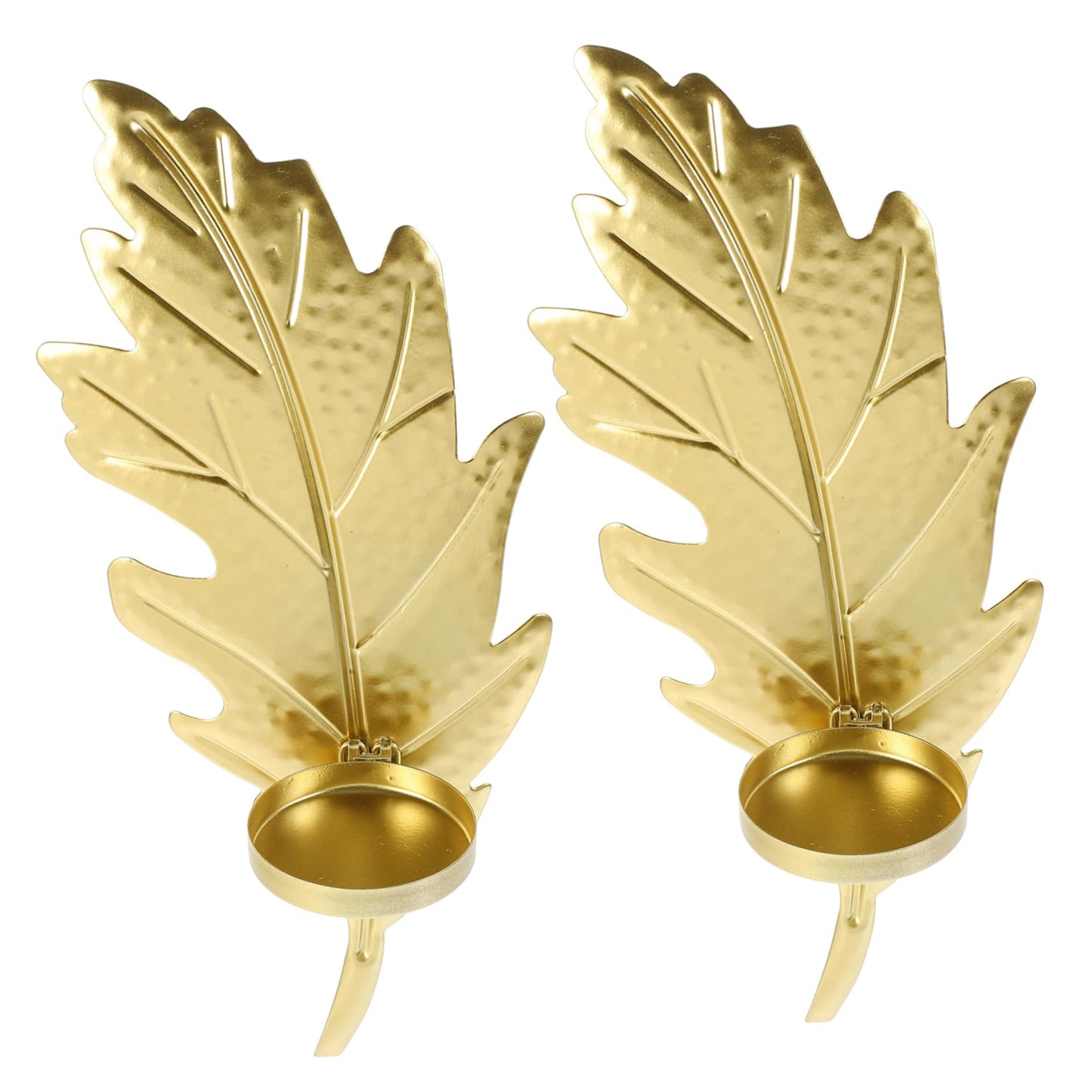2Pcs Leaf Shaped Wall Candle Holder Iron Wall Sconce for Living Bedroom and Hallway Decoration Elegant Design for Taper and Tealight Candles