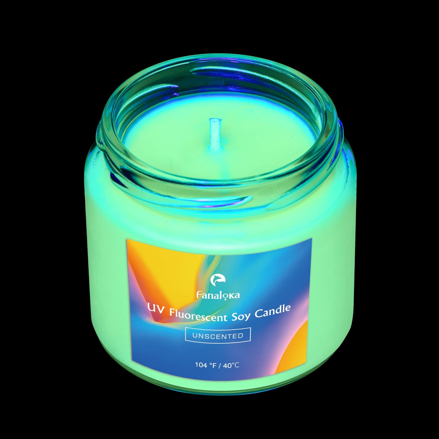 UV Fluorescent Soy Wax Low Temperature Candles, Low Heat Body Safe Candle for Night Party, Unscented, 104 °F, 5 oz (Yellow)