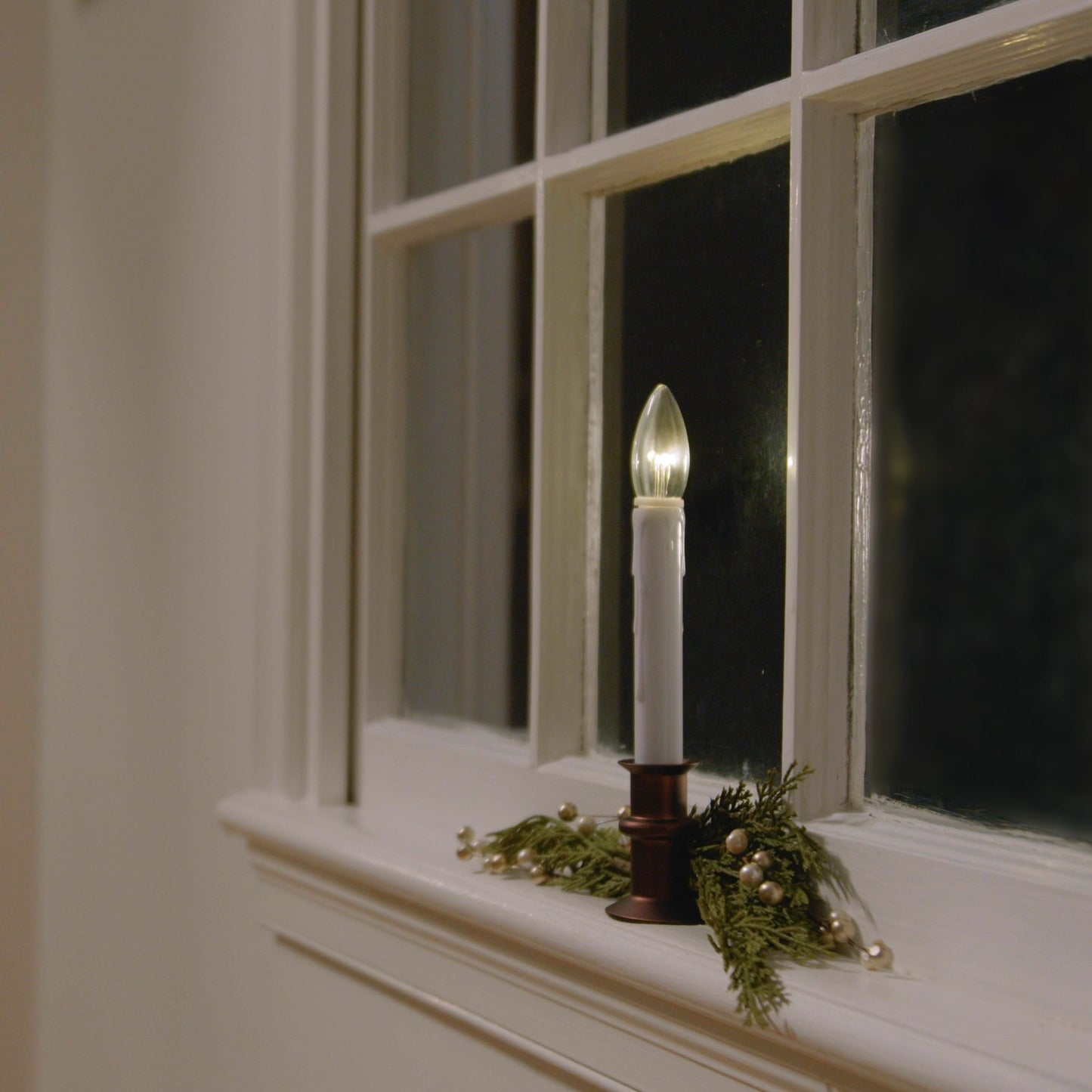 612 Vermont Ultra-Bright LED Window Candles with Timer, Battery Operated, Slim-Line Metal Base, VT-2813-AW-4R (Antique Bronze, Pack of 4)