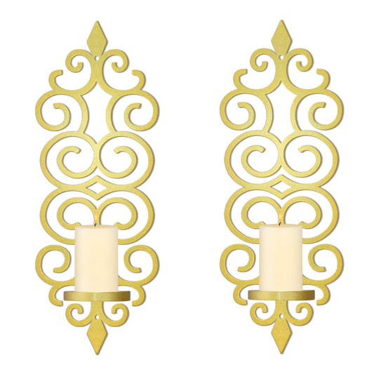 OYEFLY DIY Metal Candle Sconces Wall Decor, Wall Mounted Candle Holder (Gold)