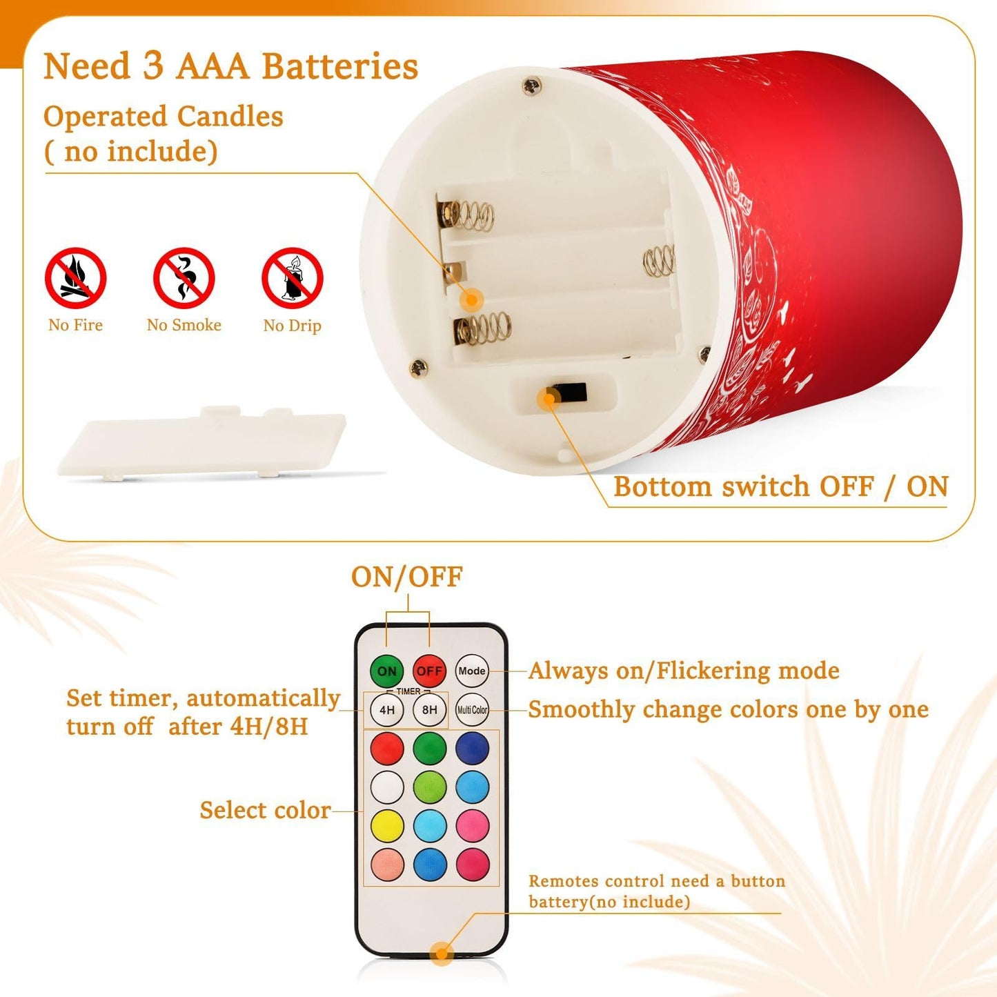 ALAZA Line Love Valentines Day Flickering Flameless Candles Pillar Led Candles Battery Operated Candles with Remote and Timers Set of 2