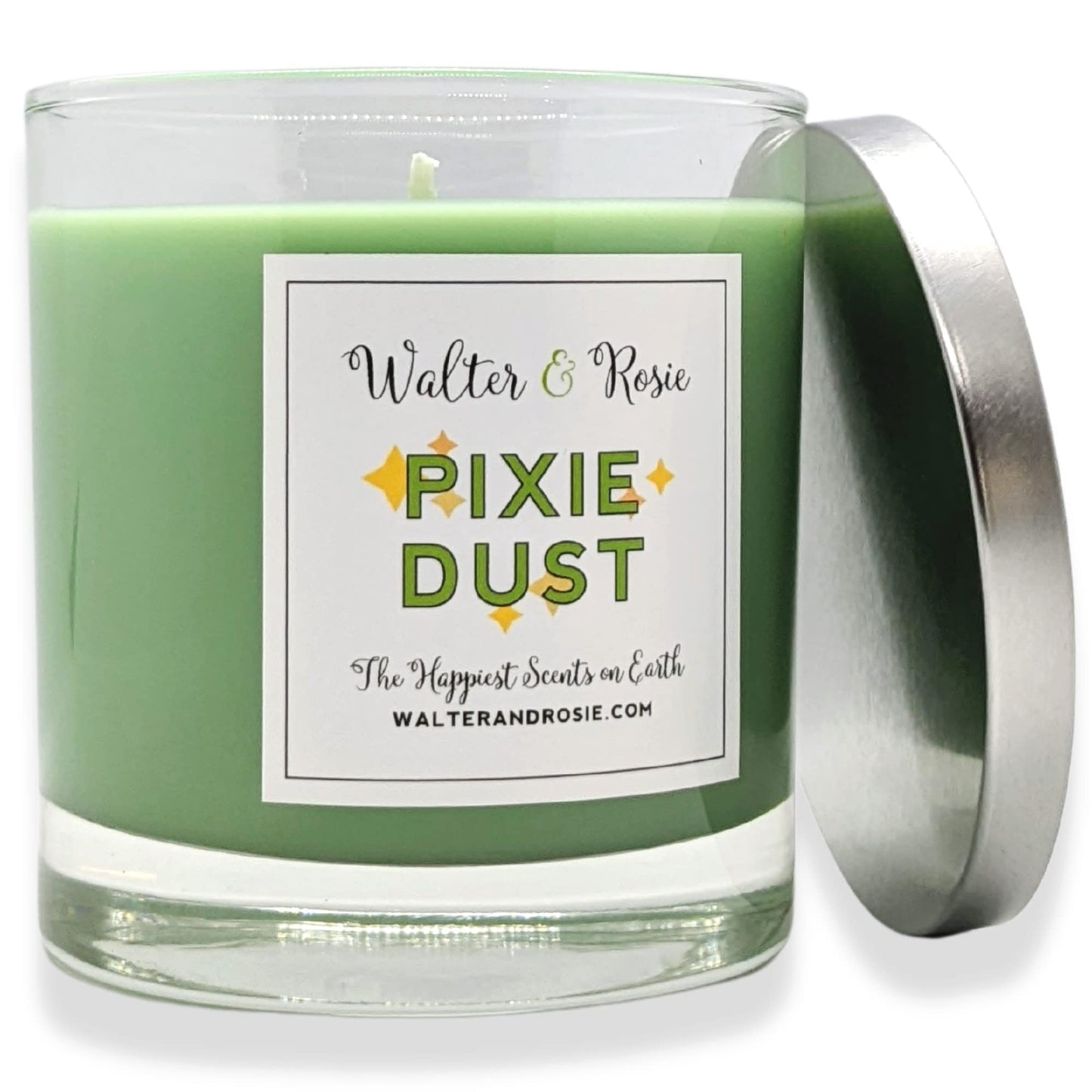 Walter & Rosie - Pixie Dust Candle 11 oz - Scented Candle - Inspired by Peter Pan - Soy Wax Blend - Up to 40 Hrs - Long Burning Candle - Reuseable Glass Jar