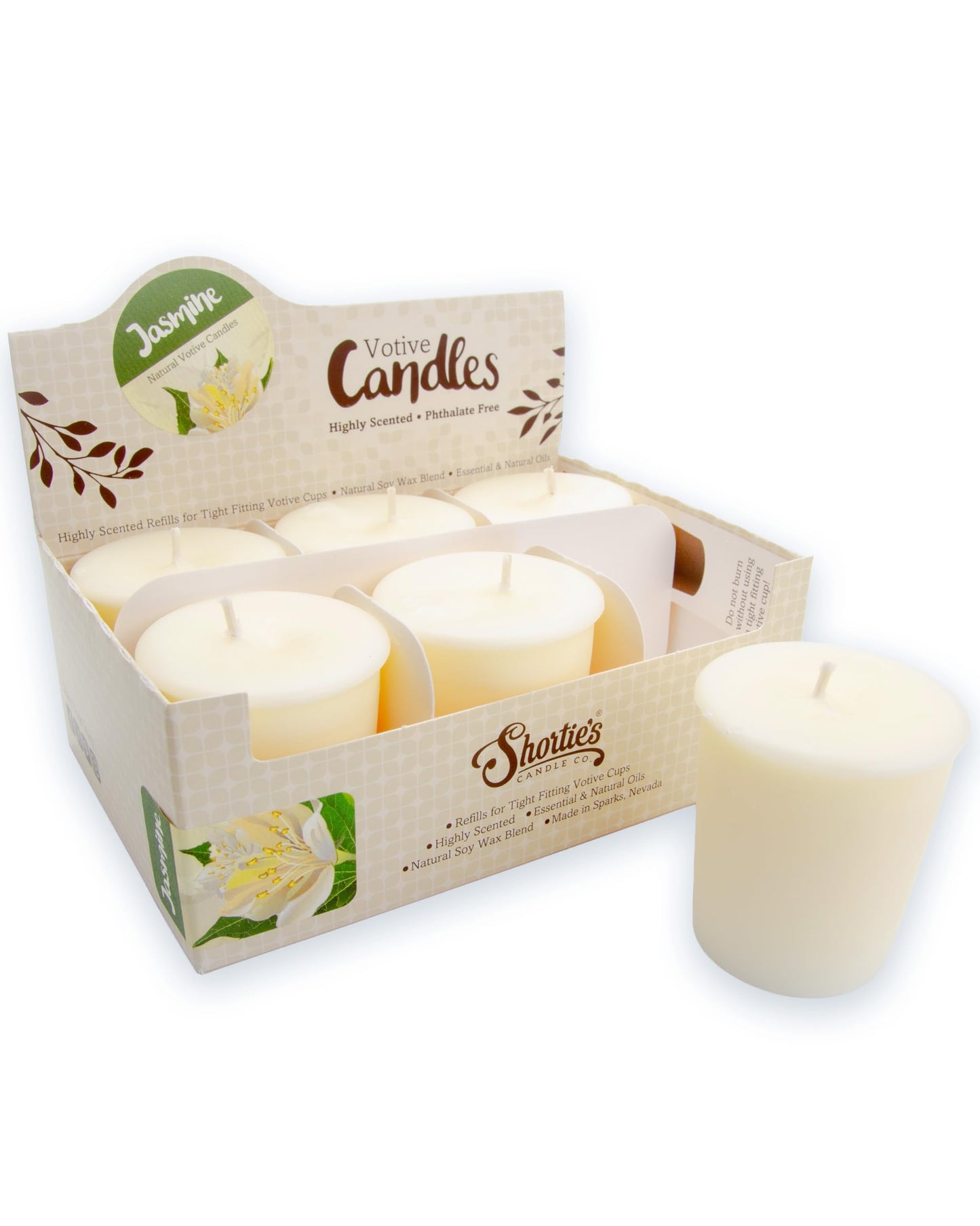 Pure Jasmine Soy Votive Candles - Scented with Essential & Natural Oils - 6 Yellow Natural Votive Candle Refills - Flower & Floral Collection