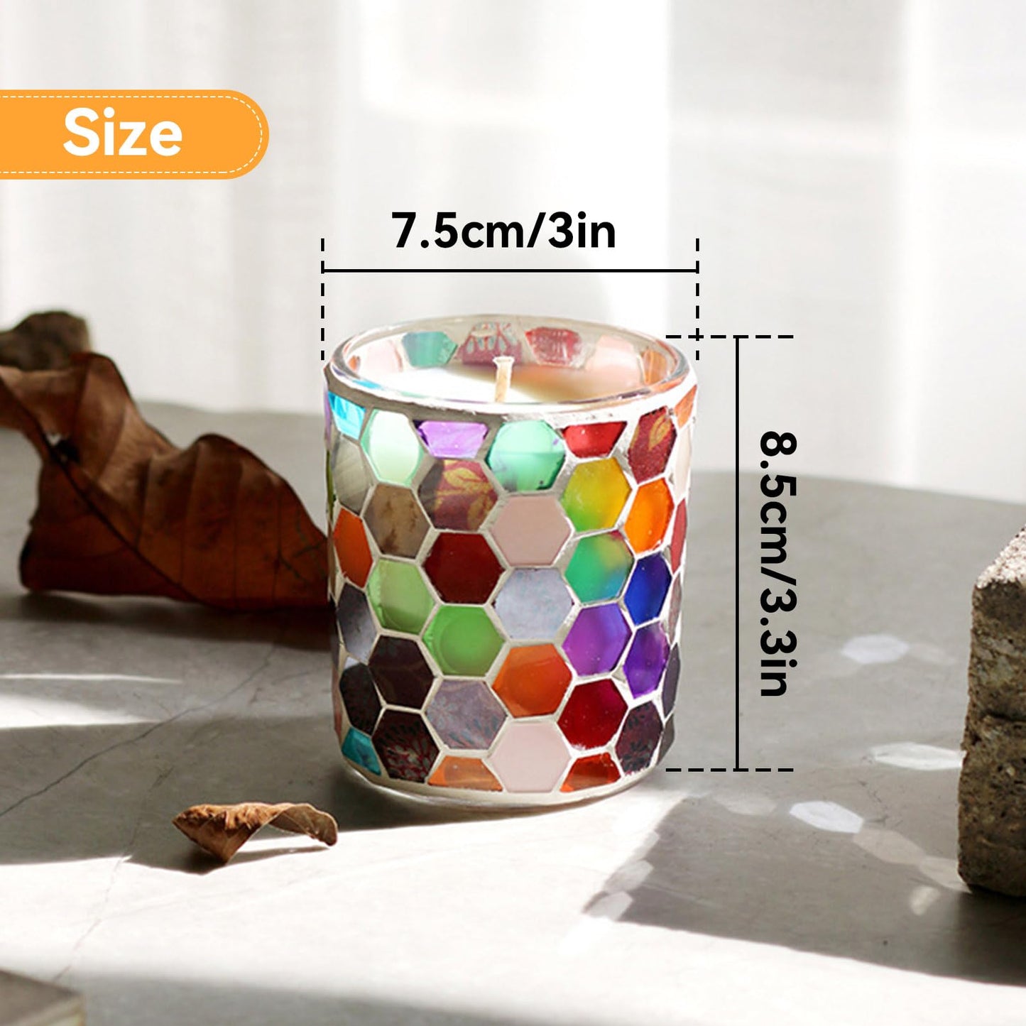 Glass Mosaic Candle Holder, Stained Glass Candle Holder Tealight Holders Decorative Mosaic Votive Candle Holder Handcrafted Glass Tea Light Holder for Table Centerpieces, Birthday Party, Home Decor