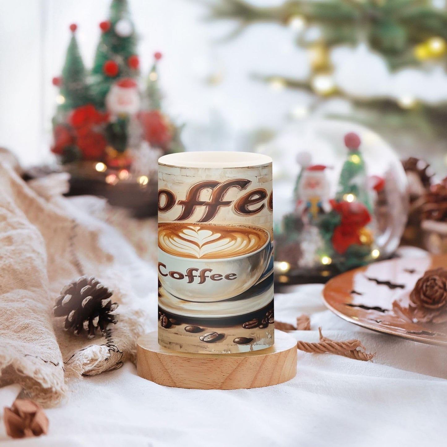 ALAZA Flickering Flameless Candles A Coffee Cup Battery Operated Candles with Remote Timer LED Pillar Votive Candles Set of 2 for Holiday Decor