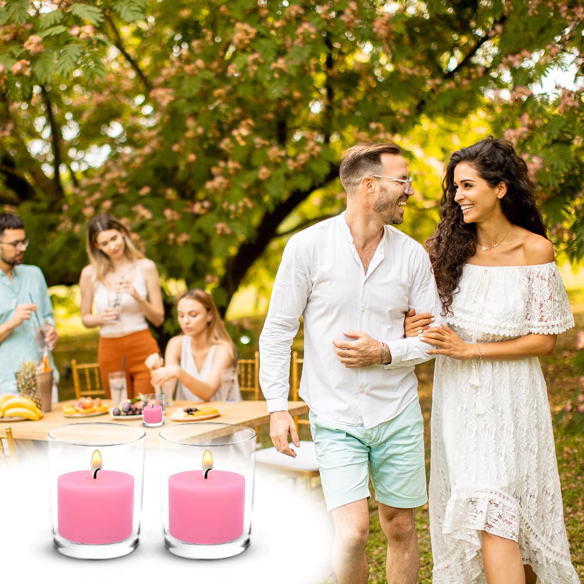 9 Packs Pink Votive Candles, Small Unscented 1.5 Inch Diameter Wax Candles for Christmas Valentine's Day Wedding, Party, Table Holiday & Home Decoration - 8 Hours Burn Time (1.5" W x 1.25" H)