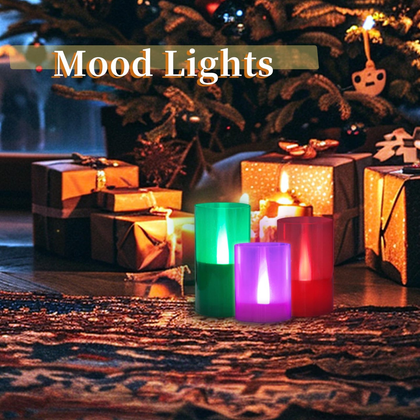 LANKER Flameless Candles with Remote Control and Timer, Battery Operated LED Pillar Candles, Romantic Light, Set of 3 (Multi-Color)
