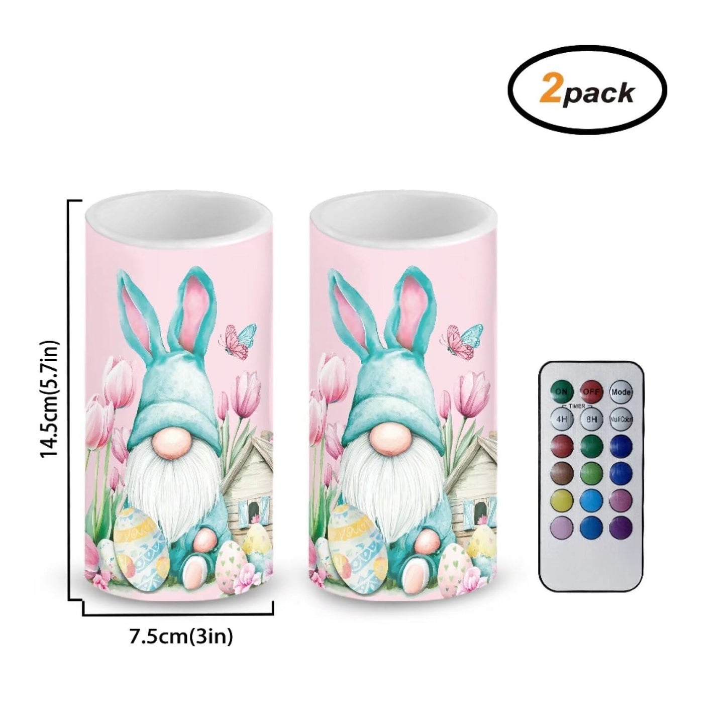 Luarisgur Easter Decor Flameless Candles with Remote Gomes Stars Battery Operated Candles with Timer Electric Fake Plastic Pillar Candles for Home Decorations 2 Pack