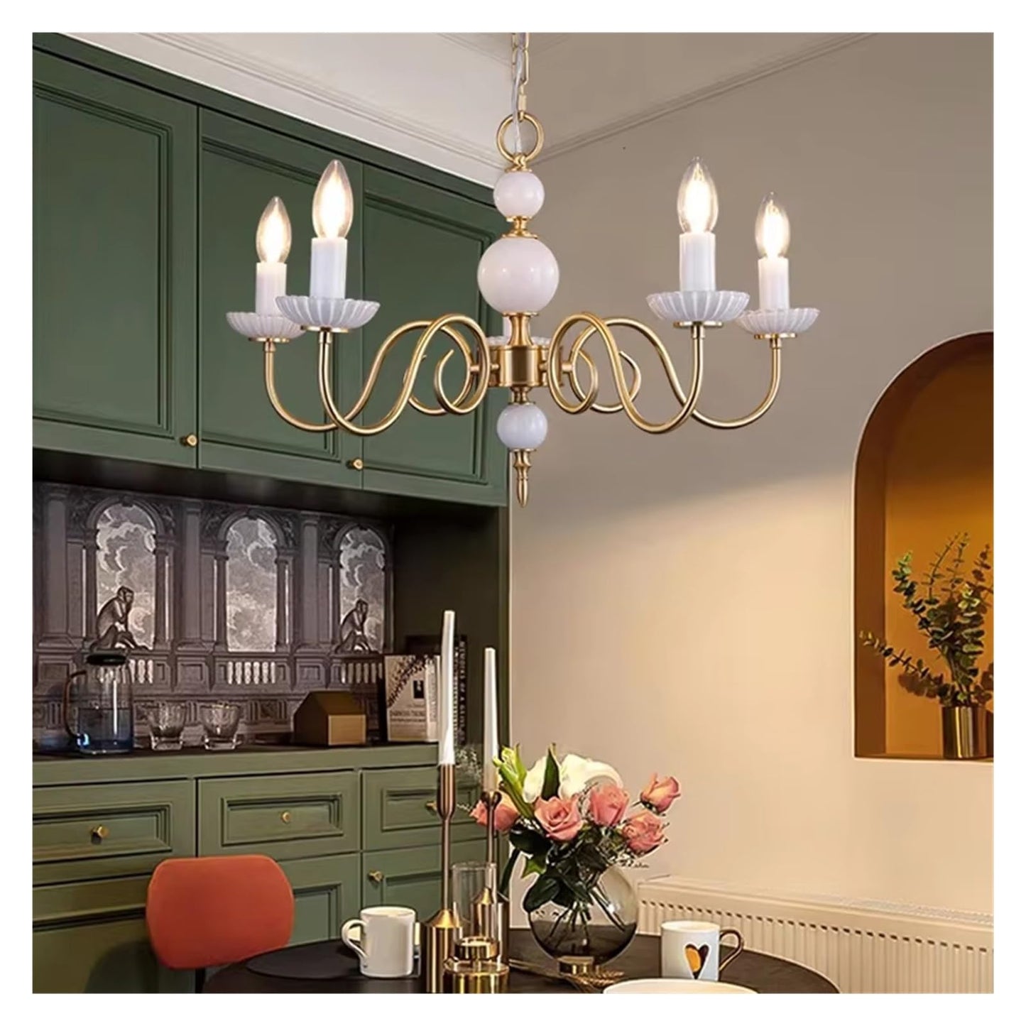 French Retro Copper Led Chandelier European Vintage Hotel Lobby Villa Banquet Hall Living Room Brass Candle Pendant Light,Comfortable Lighting
