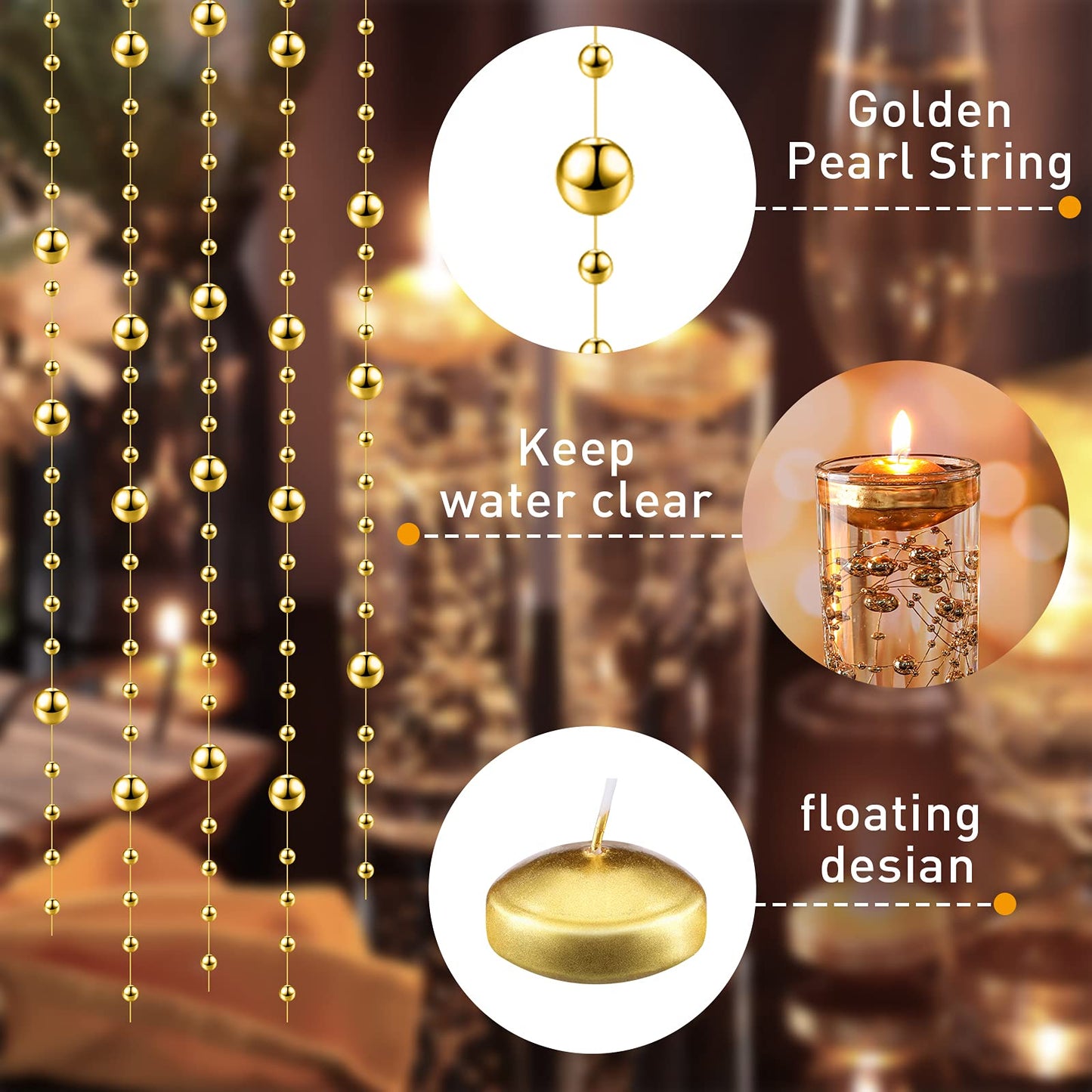 Nuanchu 12 Pieces 1. 65 Inch Floating Candles for Wedding Centerpiece, Small Unscented Floating Round Tealights Metallic Smooth Wax Disc Candles for Graduation Dinner Home Decor(Gold)