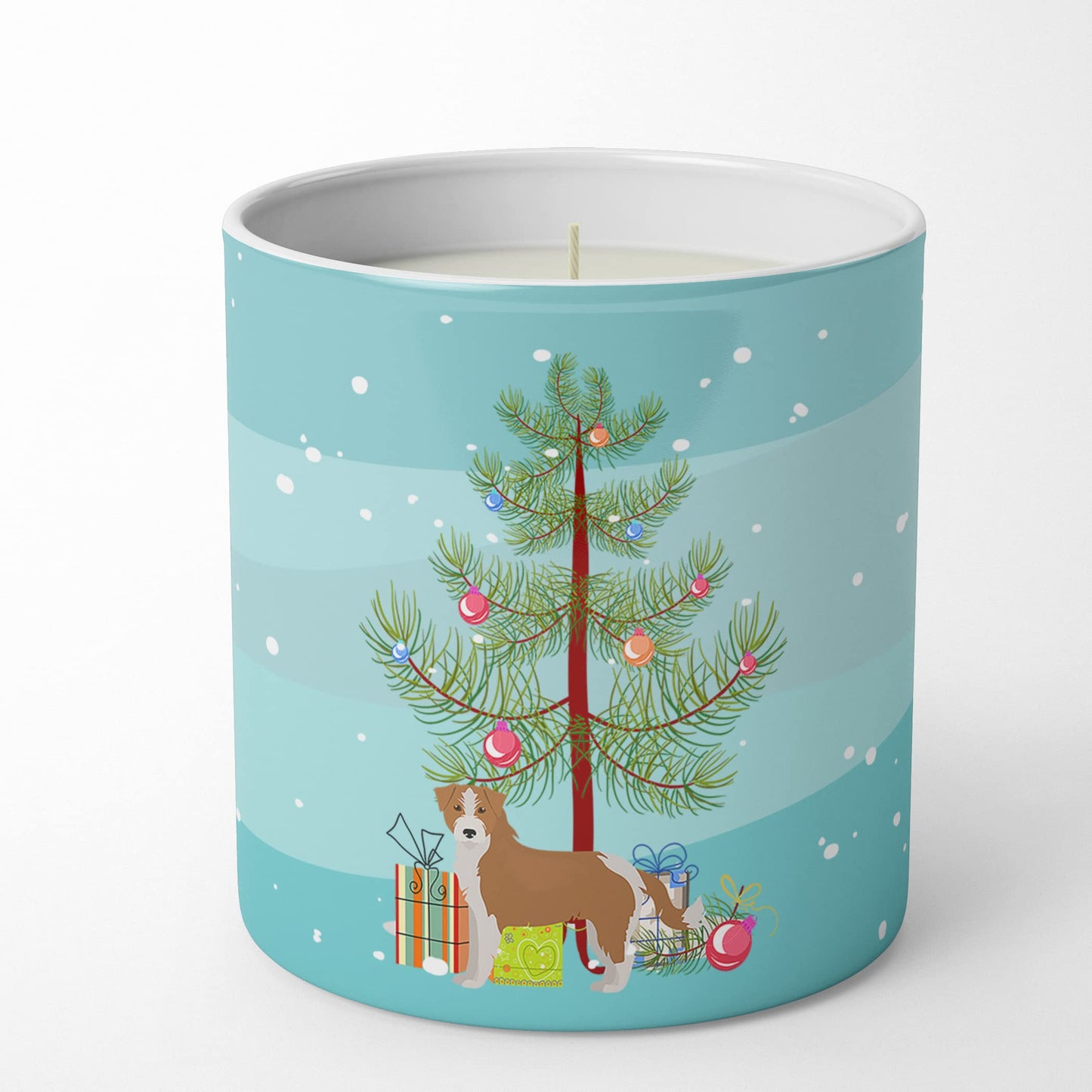 Caroline's Treasures CK3466CDL Kromfohrlander Christmas Tree 10 oz Decorative Soy Candle Nature Soy Wax Essential Oil Home Decor Ideal for Bedroom Kitchen Bath Office Gift, 10 oz