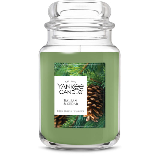 Yankee Candle Balsam & Cedar, Scented Candle, 22oz Large Jar with up to 150 Hour Burn Time, Giftable
