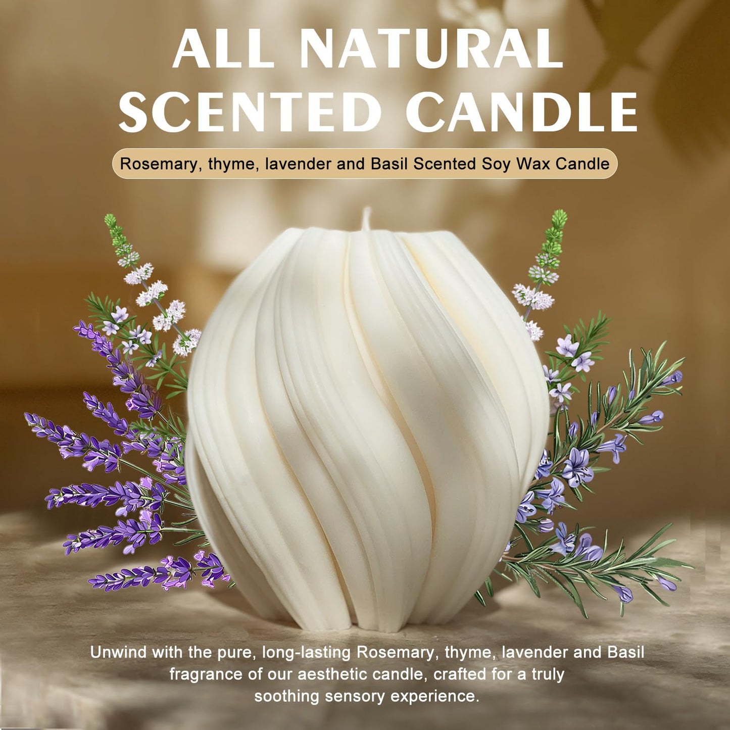 Spiral Swirl Candle Beautiful Handmade Pillar Scented Soy Wax Twirl Elegant Bubble Aesthetic Candle Housewarming Gift Home Room Shelf Decor Idea Spiral Candl (White Medium)