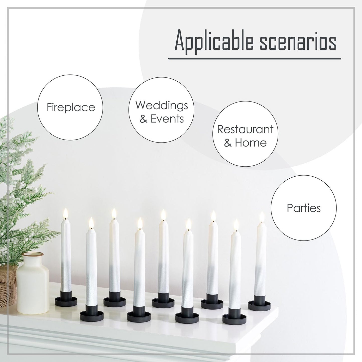 Smtyle Black Candlestick Holders Iron Candle Holders for Taper Candles Set of 9 Complete Collection of Elegance and Minimalist Metal Candle Stands Gothic Decor
