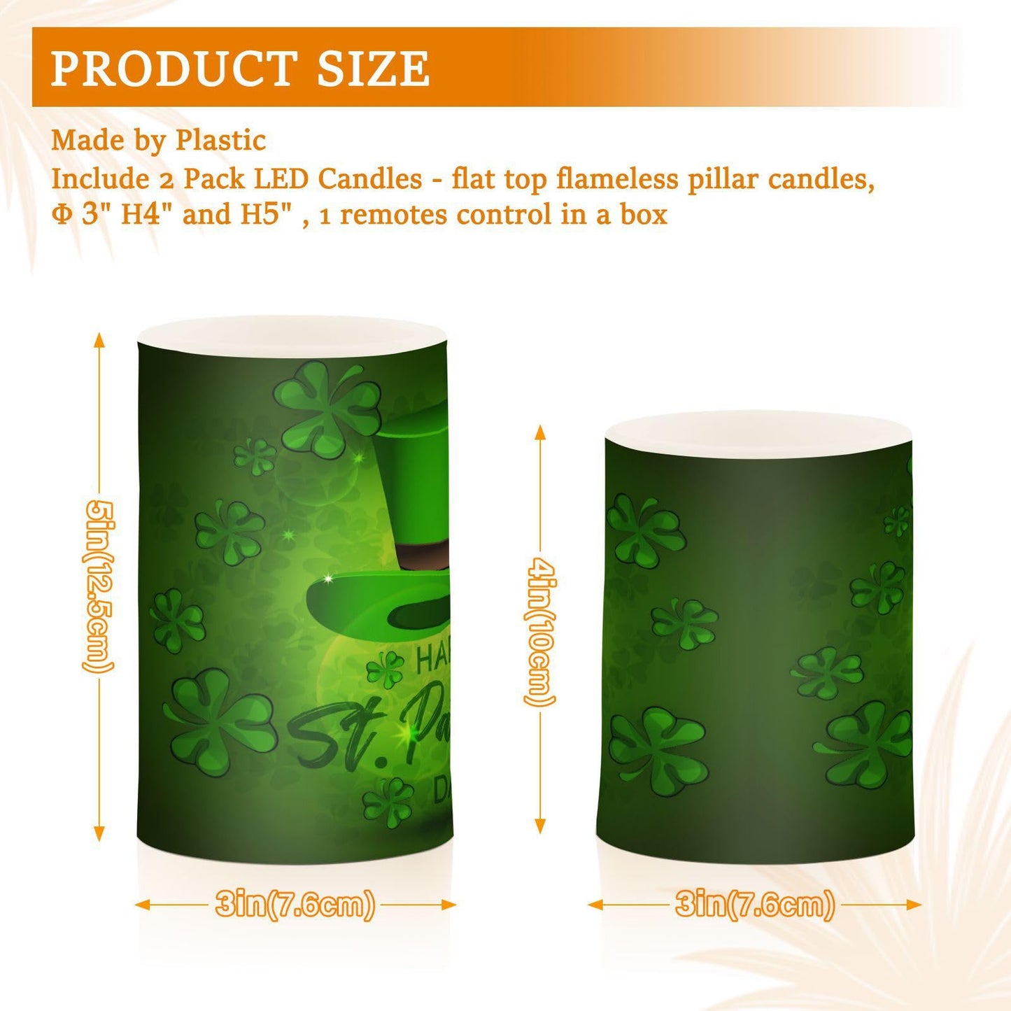 Eionryn Saint Patrick's Day Flameless Candles Leprechaun Hat Shamrock Clovers Battery Operated LED Candles with Remote Timer Electric Candles for Home Party Decor 2pcs