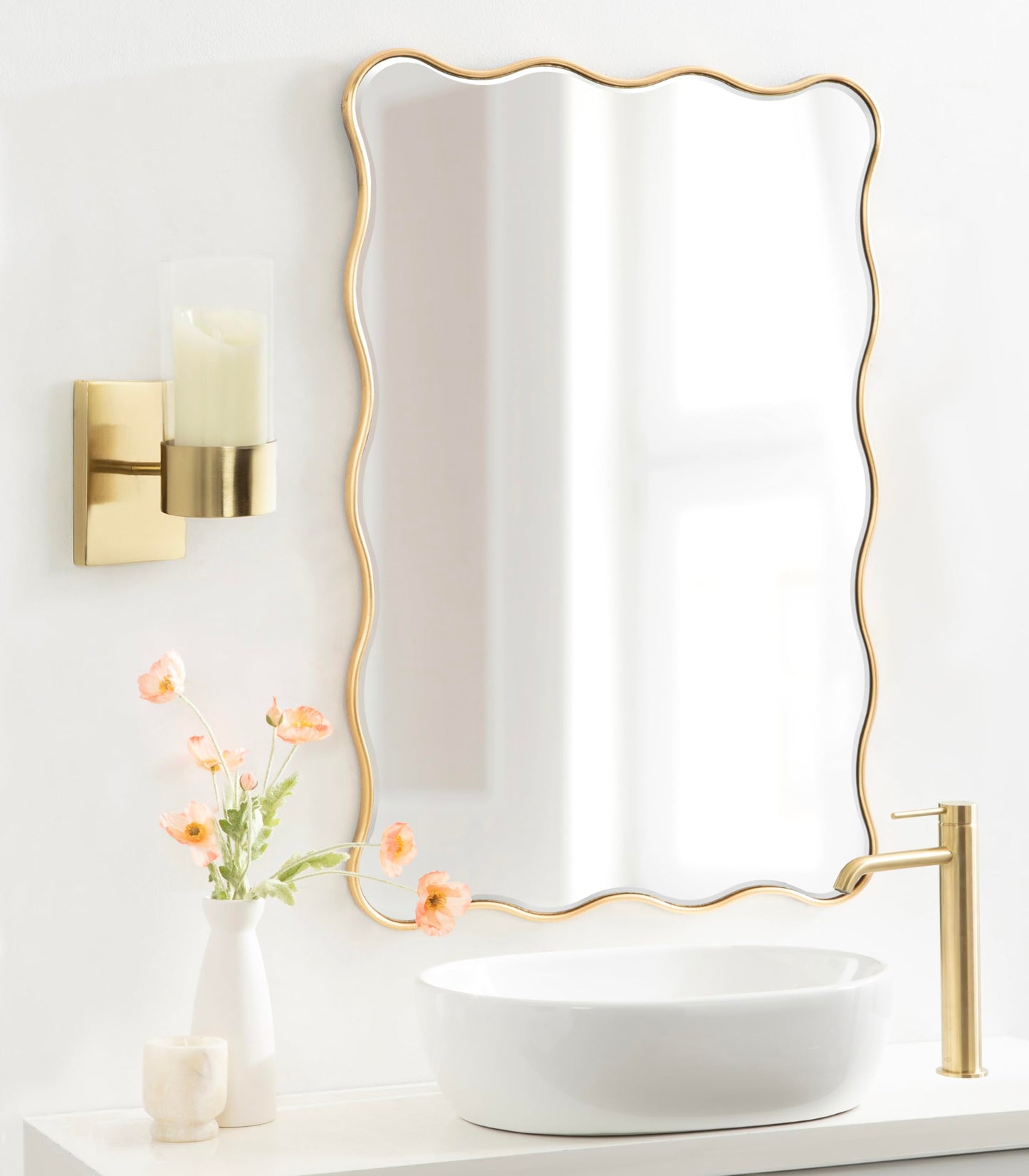 Kate and Laurel Zabler Modern Metal Wall Sconce; 5 x 6 x 10; Gold; Round Candle Holder with Removable Glass Cylinder for Flameless Candle Display in Bedroom or Bathroom