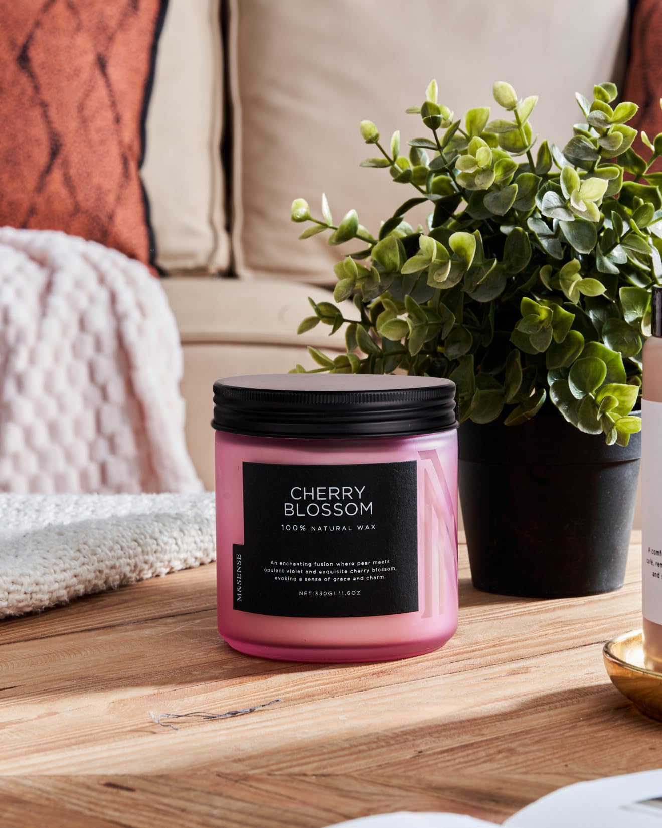 M&SENSE Cherry Blossom Home Scented Candles, 11.6oz Natural Soy Wax, Non-Toxic Clean Burning, 70-Hour Burn Time, Spring Floral Aromatherapy for Stress Relief & Relax, Relaxing Candle Gifts for Mom
