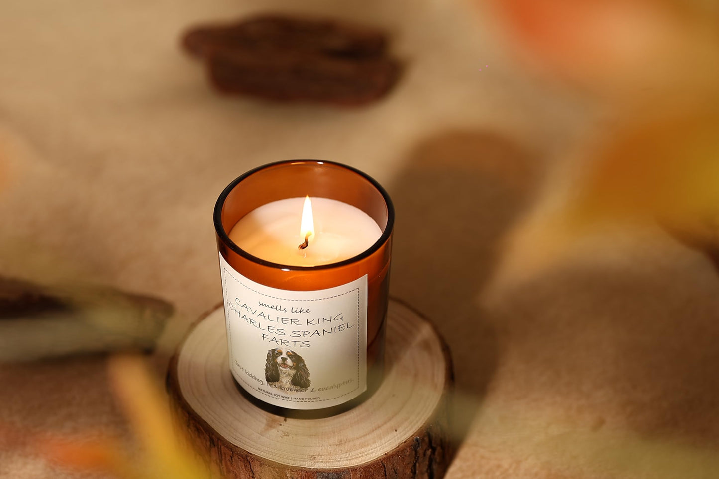 Cavalier King Charles Spaniel Gifts & Decor, King Charles Cavalier Gift, Dog Mom Gifts, Dog Farts Candle - Lavender & Eucalyptus, Crafted by Natural Soy Wax & Natural Essential Oils