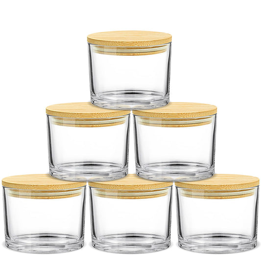 SUPMIND 16 fl. oz Candle Jars 6 Pack - 3 Wick Large Empty Clear Glass Candle Making Vessels with Bamboo Lids, Bulk Candle Jars for Making Candles Containers - Dishwasher Safe